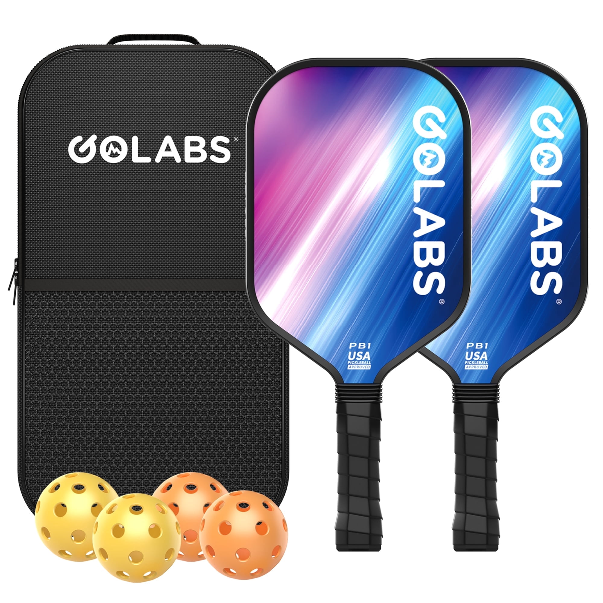Golabs PB1 Pickleball Paddle Set, Fiberglass Surface with 4 Balls and Carry Bag (Pink, 2-Pack) a4nz8