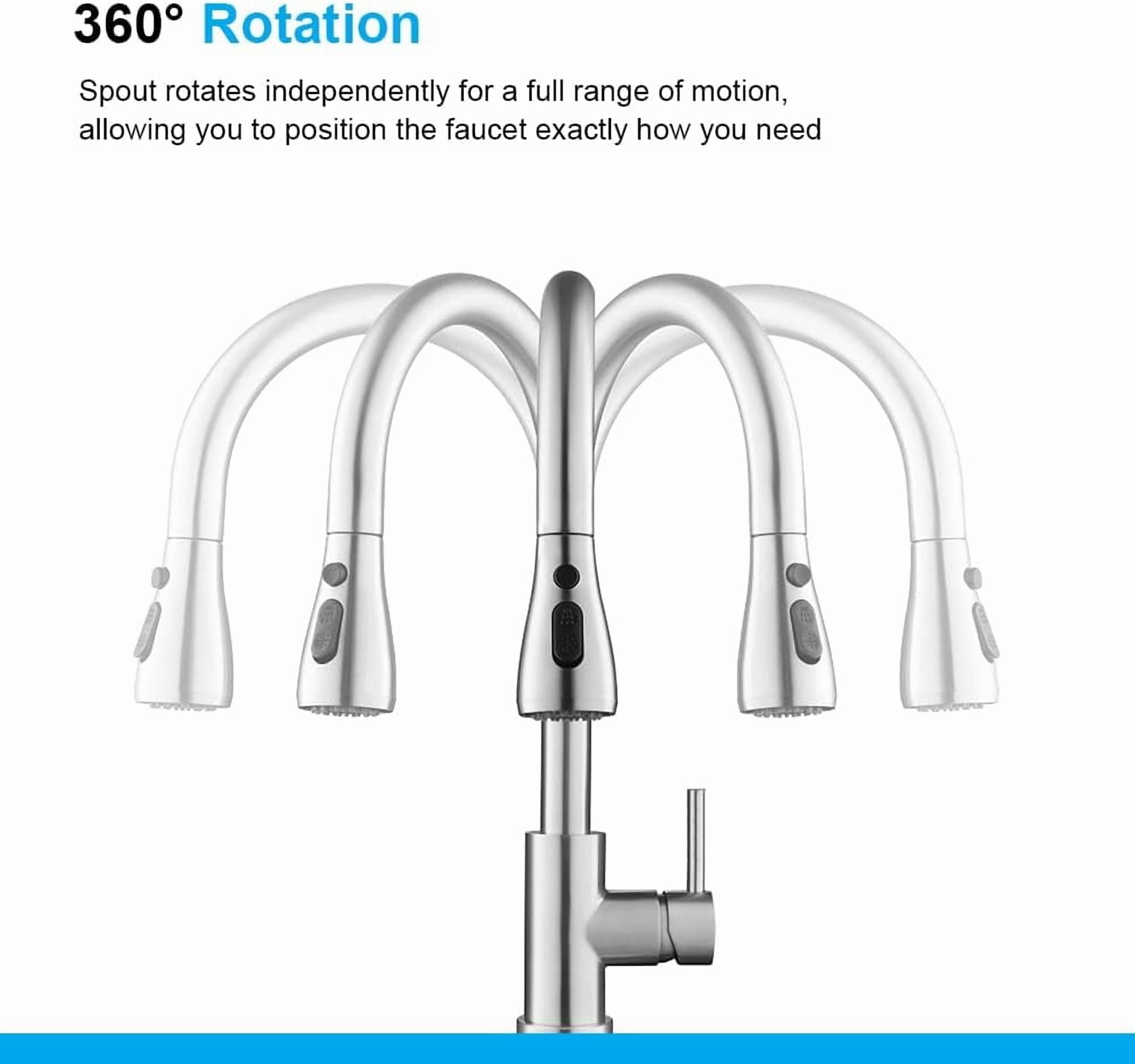 Tmdioo Kitchen Faucet with Pull Down Sprayer, High Arc Stainless Steel Single Handle Sink Faucet (Brushed Nickel, 18 in Hose) eg5qt