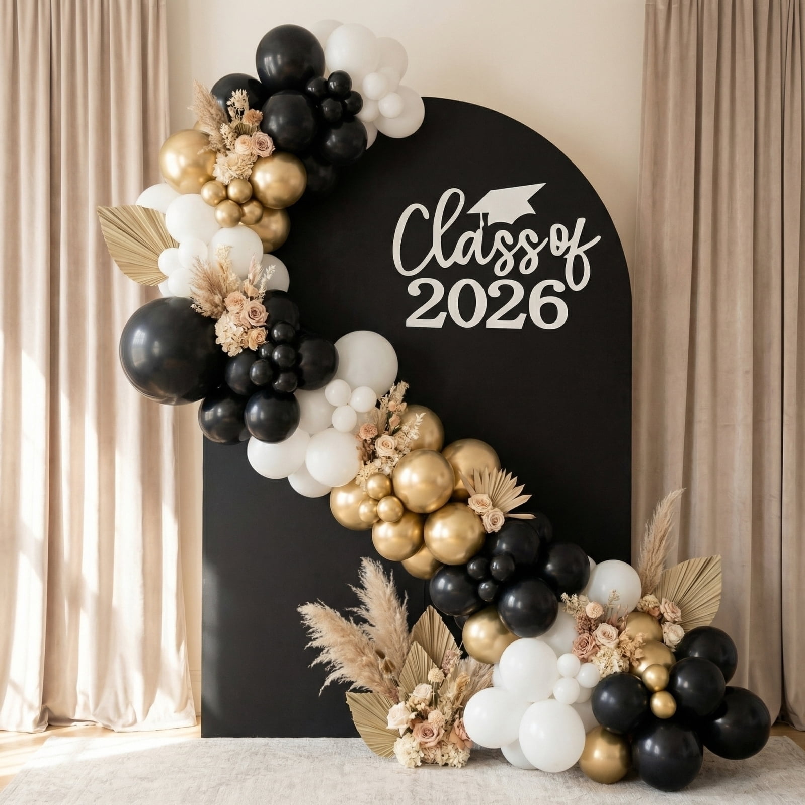 COTECRAM Graduation Party Backdrop Decor, Professional Celebration Theme Party Kit (White, 1 Set) u3opr