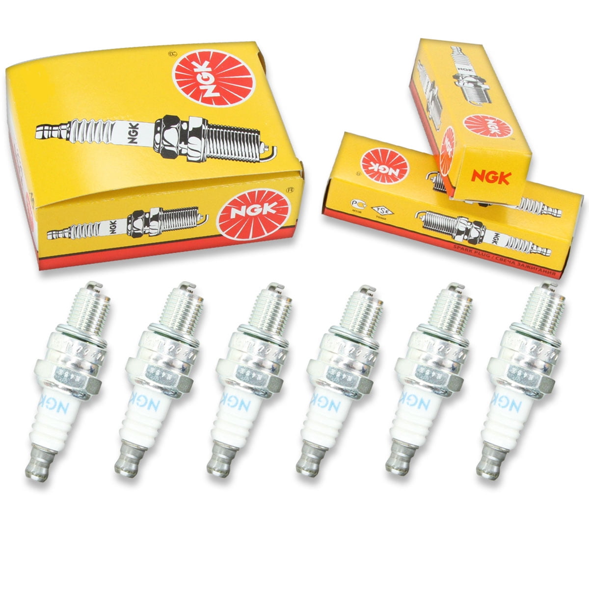NGK 7599 Standard Spark Plugs High-Efficiency Ignition Replacement (6 Pack) lnj6e