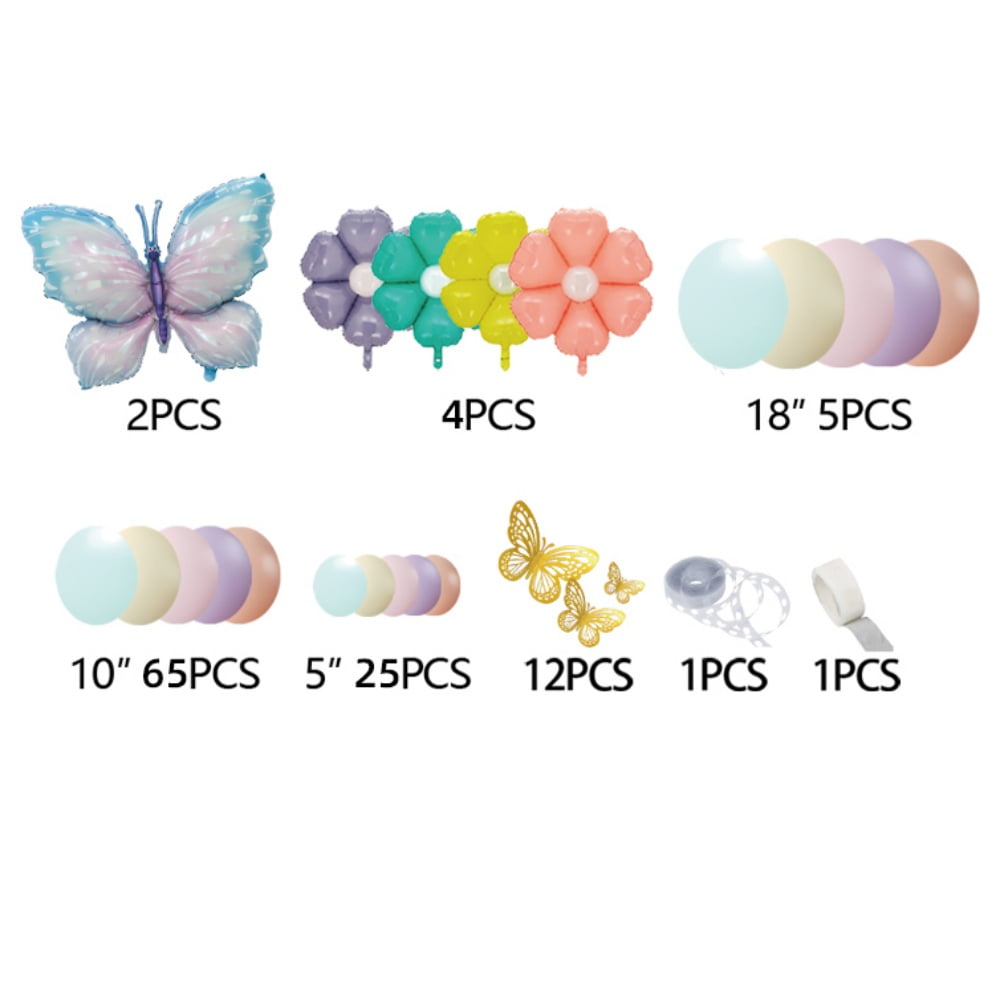 Mxdfafa Pastel Butterfly Flower Balloon Arch Kit, DIY Garland Decor Set for Birthday and Wedding (Pink, 115 Pieces) cmu9k
