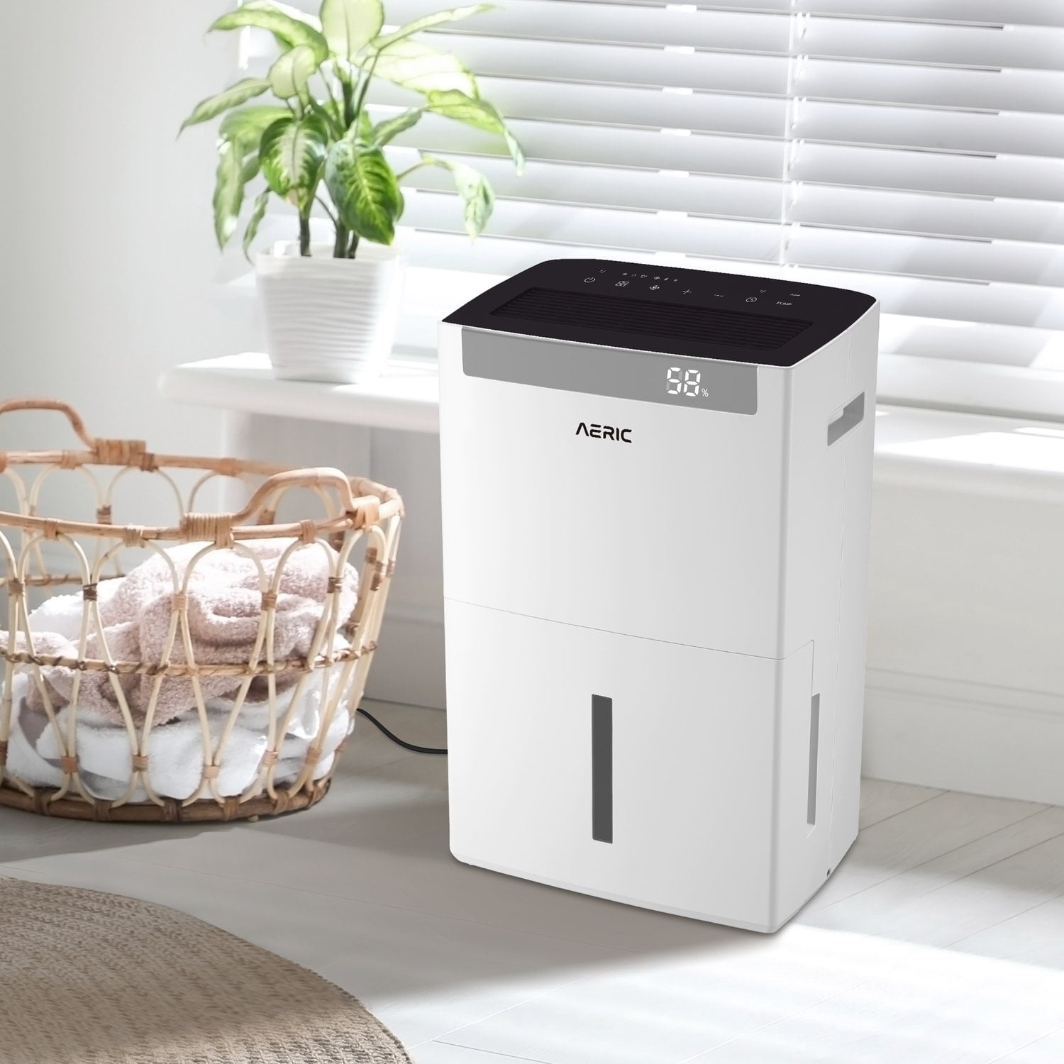 Aeric 50-Pint Portable Dehumidifier for Large Rooms up to 4500 Sq Ft with Drain Hose (White) d0y68