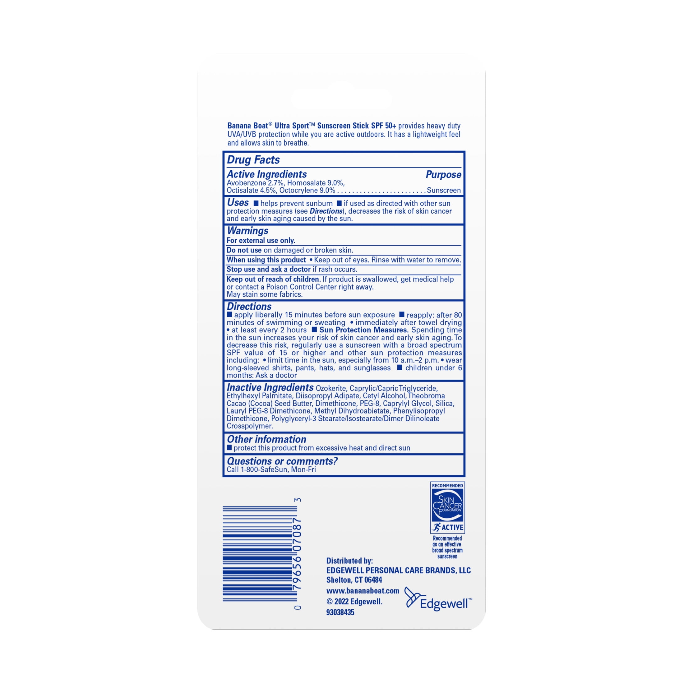 Banana Boat Sport Ultra Sunscreen Stick SPF 50 Broad Spectrum Protection (4 Pack, 1.5 oz) 8vnzf