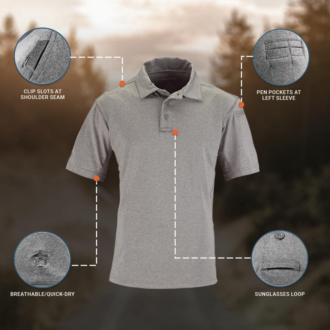 Propper Men's Edgetec Short Sleeve Polo Shirt Moisture-Wicking Tactical Workwear (Grey, Large) bwkxp