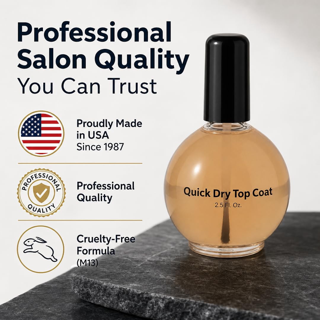 ProNail Quick Dry Top Coat, Long-Lasting High-Shine Protective Finish (Clear, 2.5 oz) 6ixvx