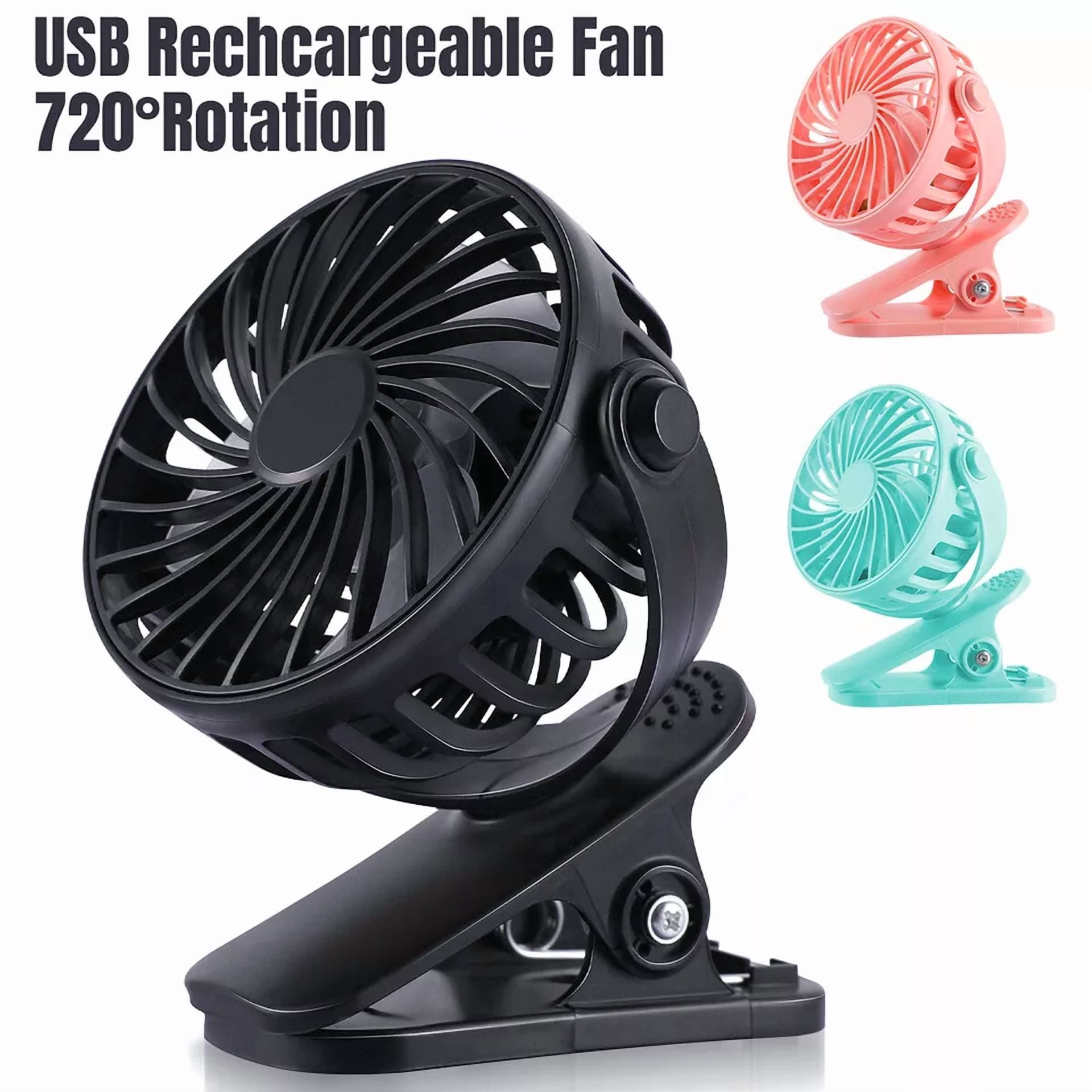 FLINT Rechargeable Mini Cooling Fan Portable USB Clip-On Desk Fan for Office Stroller Camping (Black, 6 in) 7f366