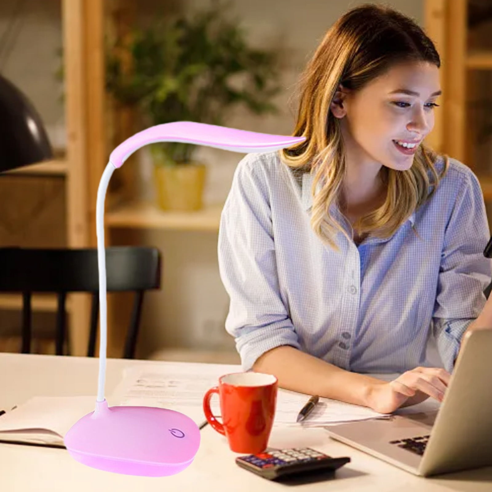 Miogawg Cordless LED Desk Lamp, Rechargeable Portable Table Light with Touch Control (Pink, 1 Pack) 5up42