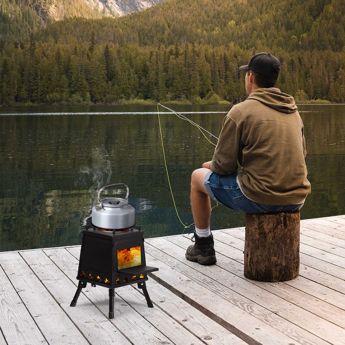 YDLW 38 in Outdoor Fire Pit and BBQ Grill Combo (Black, 38 in) 77elf