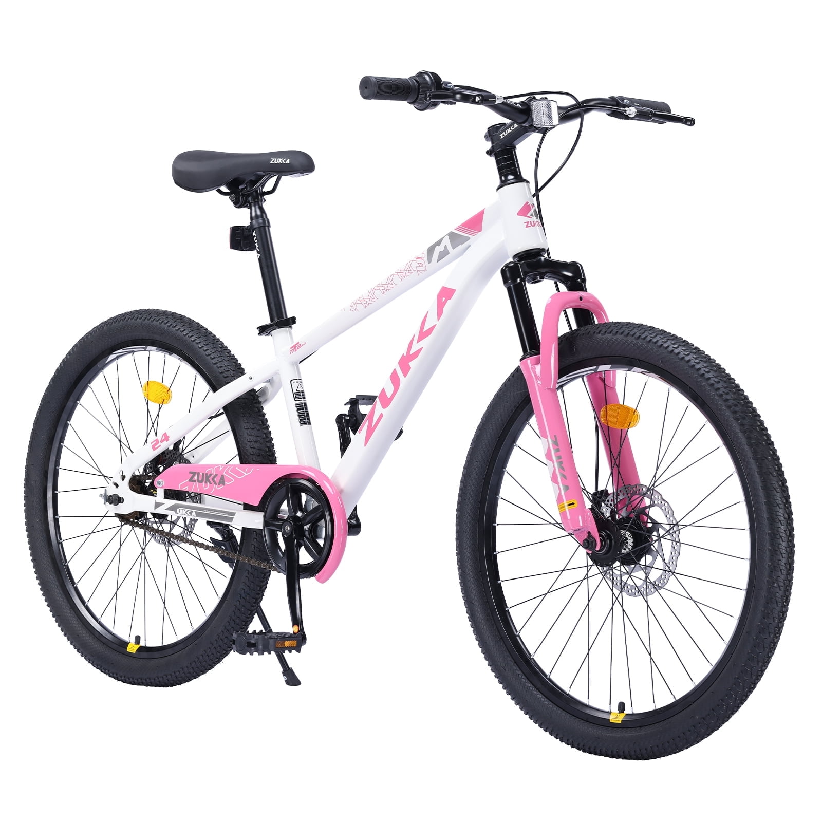 Holaki 24-inch Kids Mountain Bike with Suspension Fork and Double Disc Brakes (White, 24 in) 2mtkq