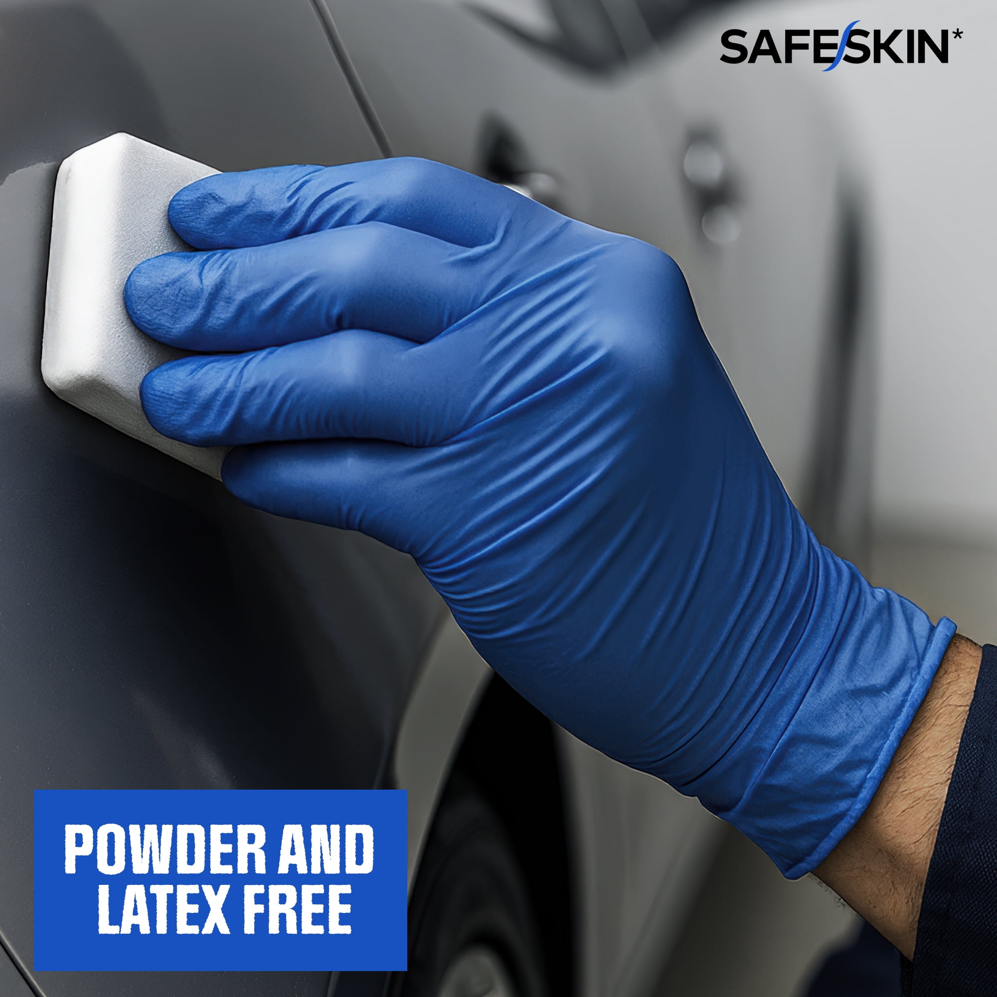SAFESKIN Ultralight Disposable Nitrile Gloves (Blue, Medium, 100 Count) 0a91y