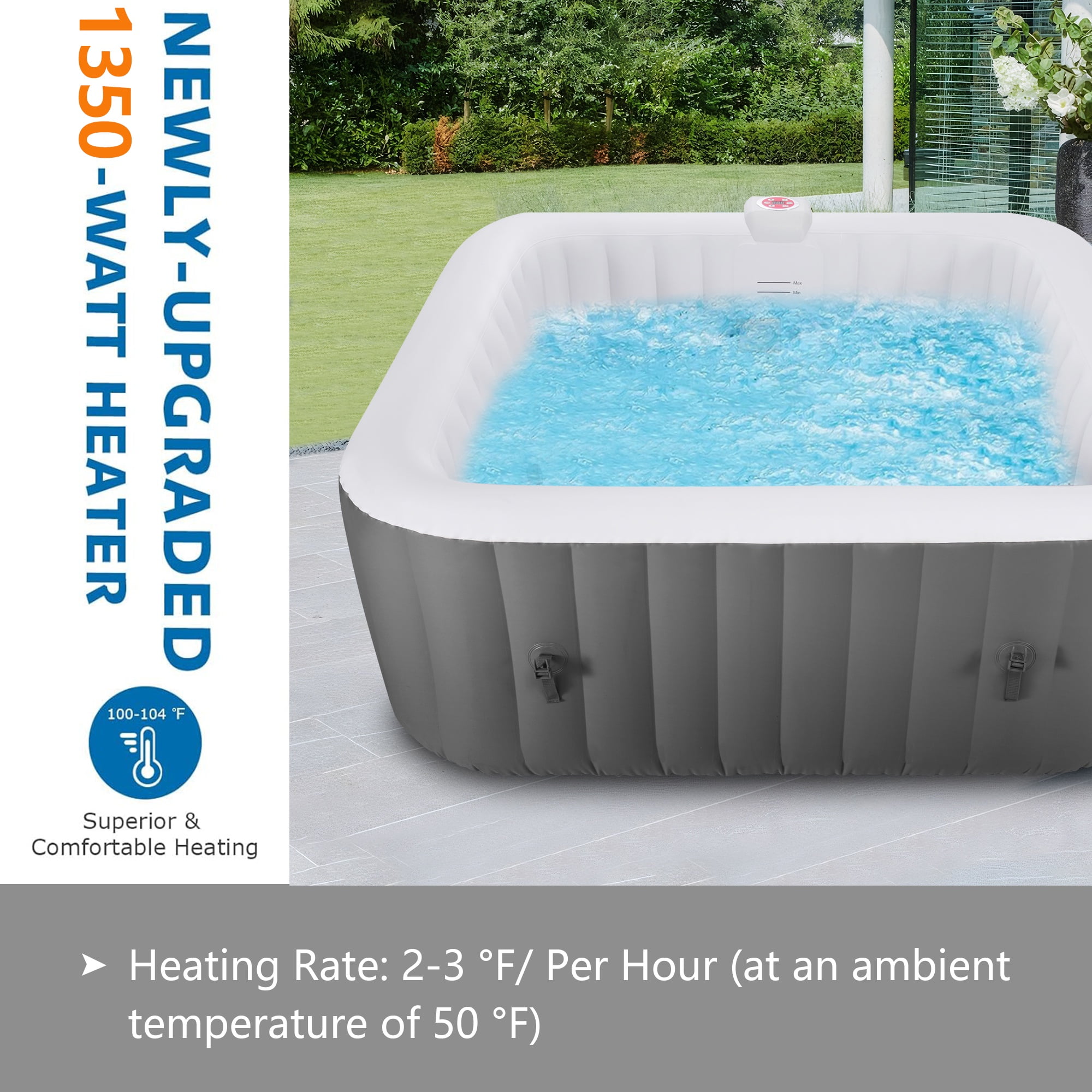 Segmart 73 in Inflatable Hot Tub Spa, Outdoor Portable Jacuzzi with 130 Jets and Insulated Cover (Gray, 240 gal) ir351