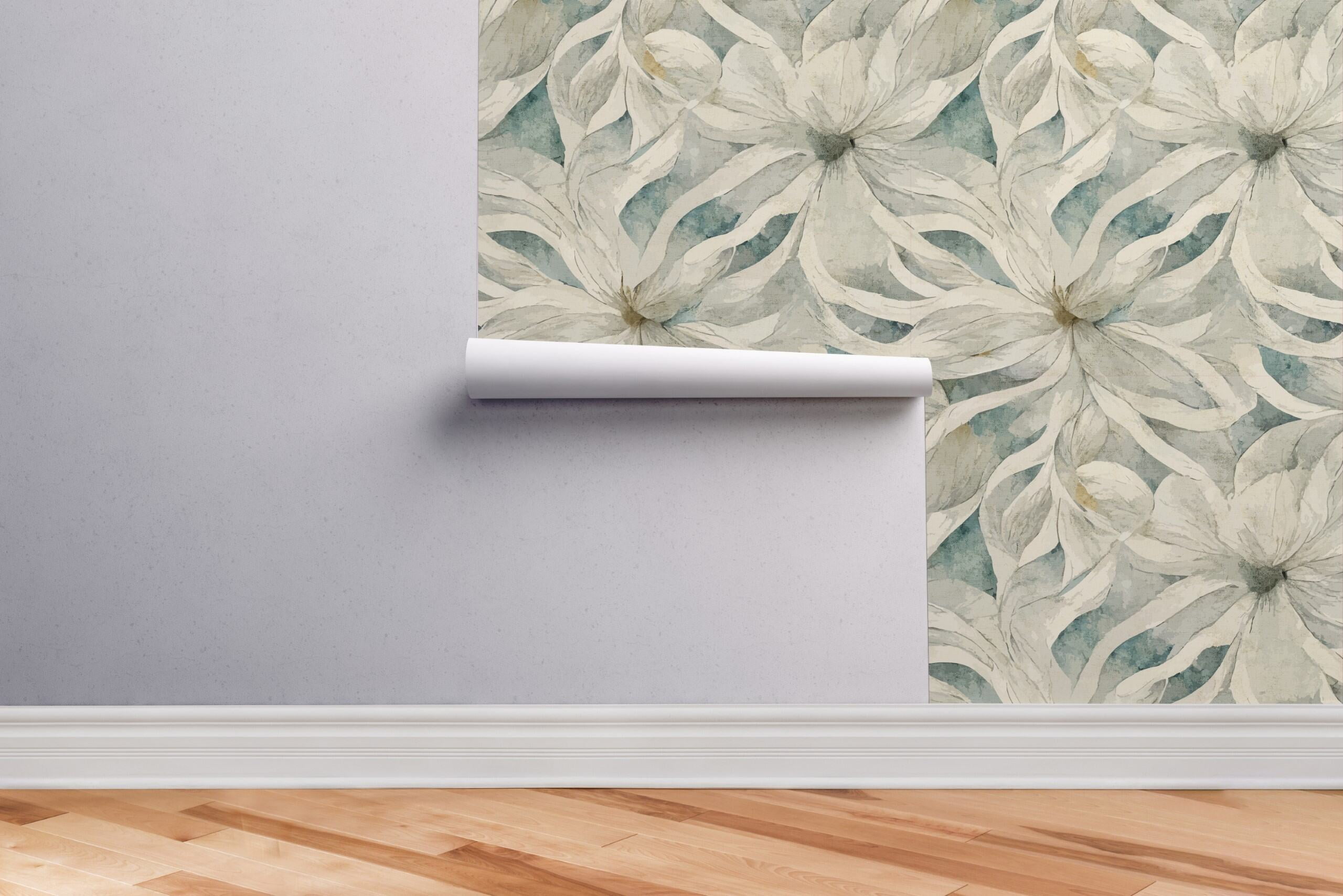 WallWear Peel and Stick Wallpaper, Urban Stems Removable Vinyl Wall Decor (Beige, 17.5 in x 216 in) 54nv0