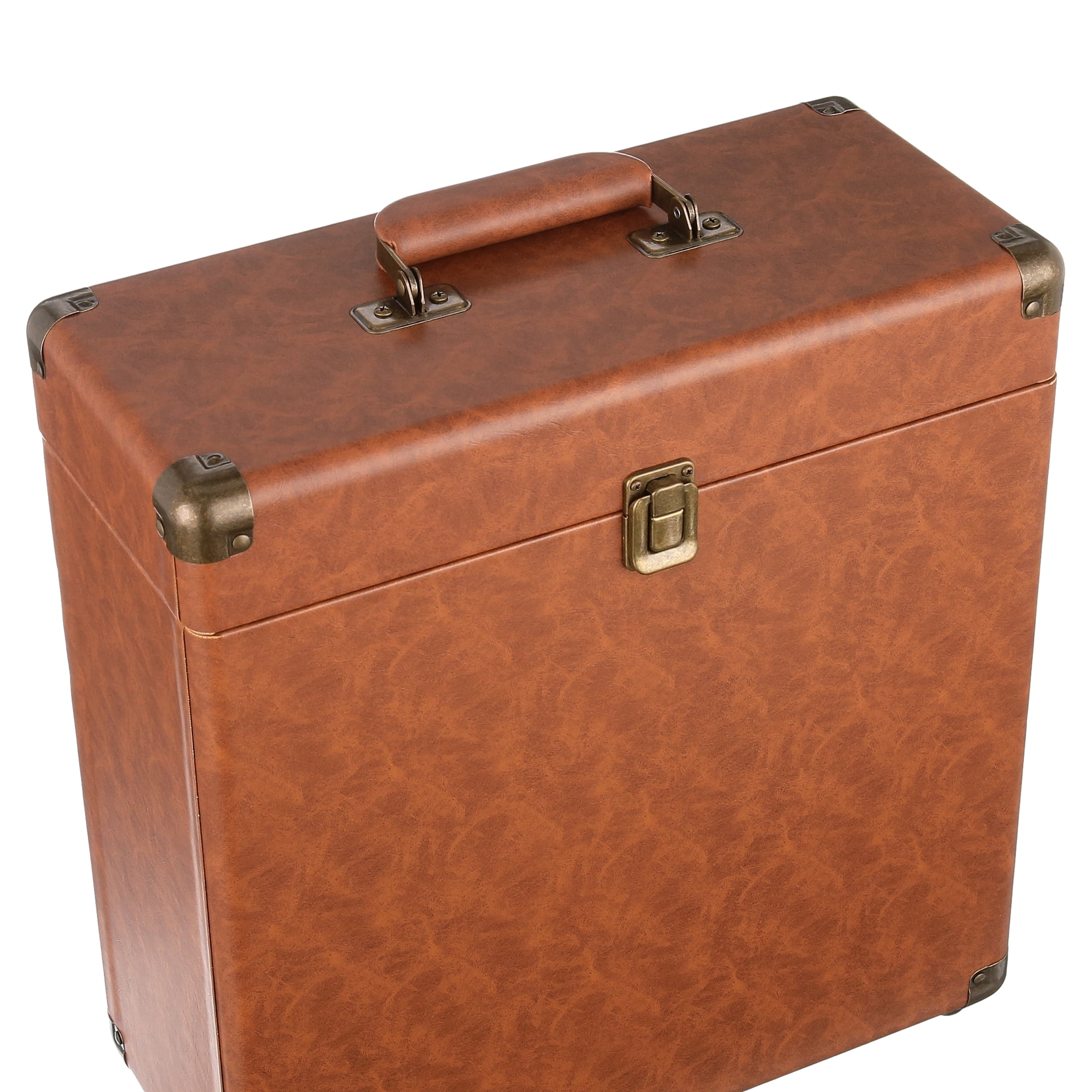 Victrola Vinyl Record Storage Case (Brown, 13 in x 6 in x 14 in) 6temf