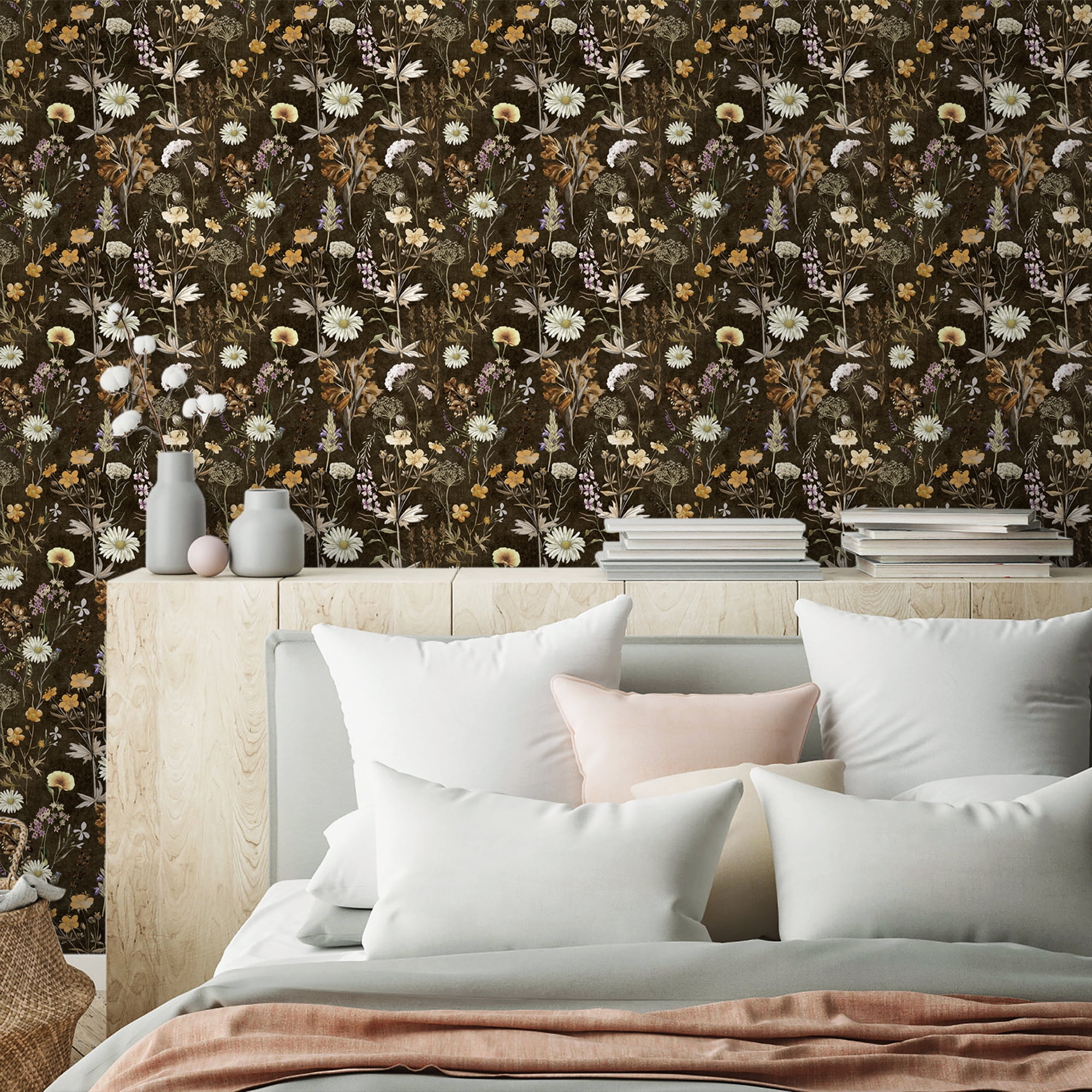 UMIGGEE Floral Retro Peel and Stick Wallpaper, Removable Self-Adhesive Wall Covering for Furniture and Home Decor (Multi-color, 17.3-in x 118-in) zqkdc