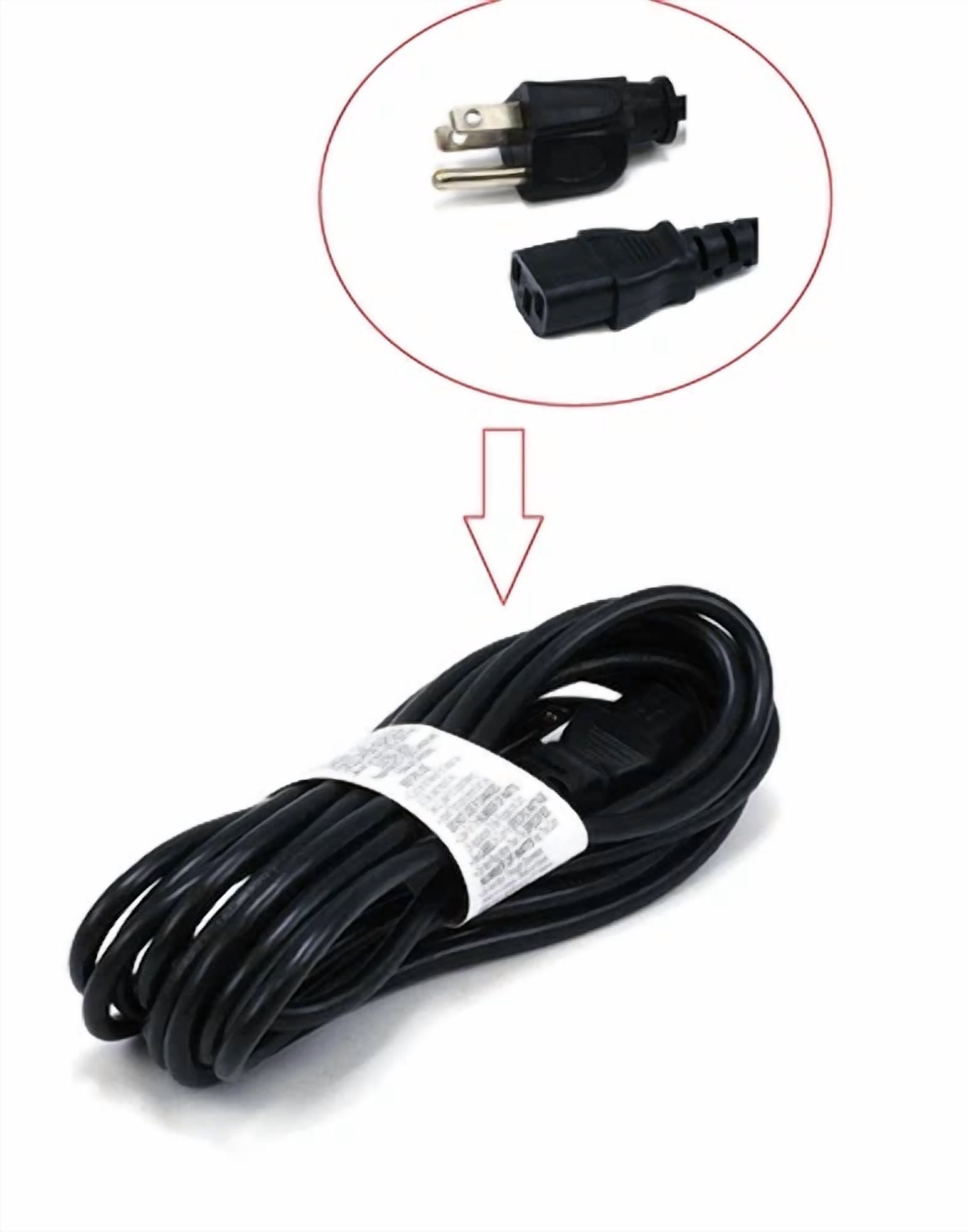 Rhea Universal Power Cord (IEC320 C13 to NEMA 5-15P) Heavy-Duty Replacement Cable (Black, 15 ft) 6bdw8