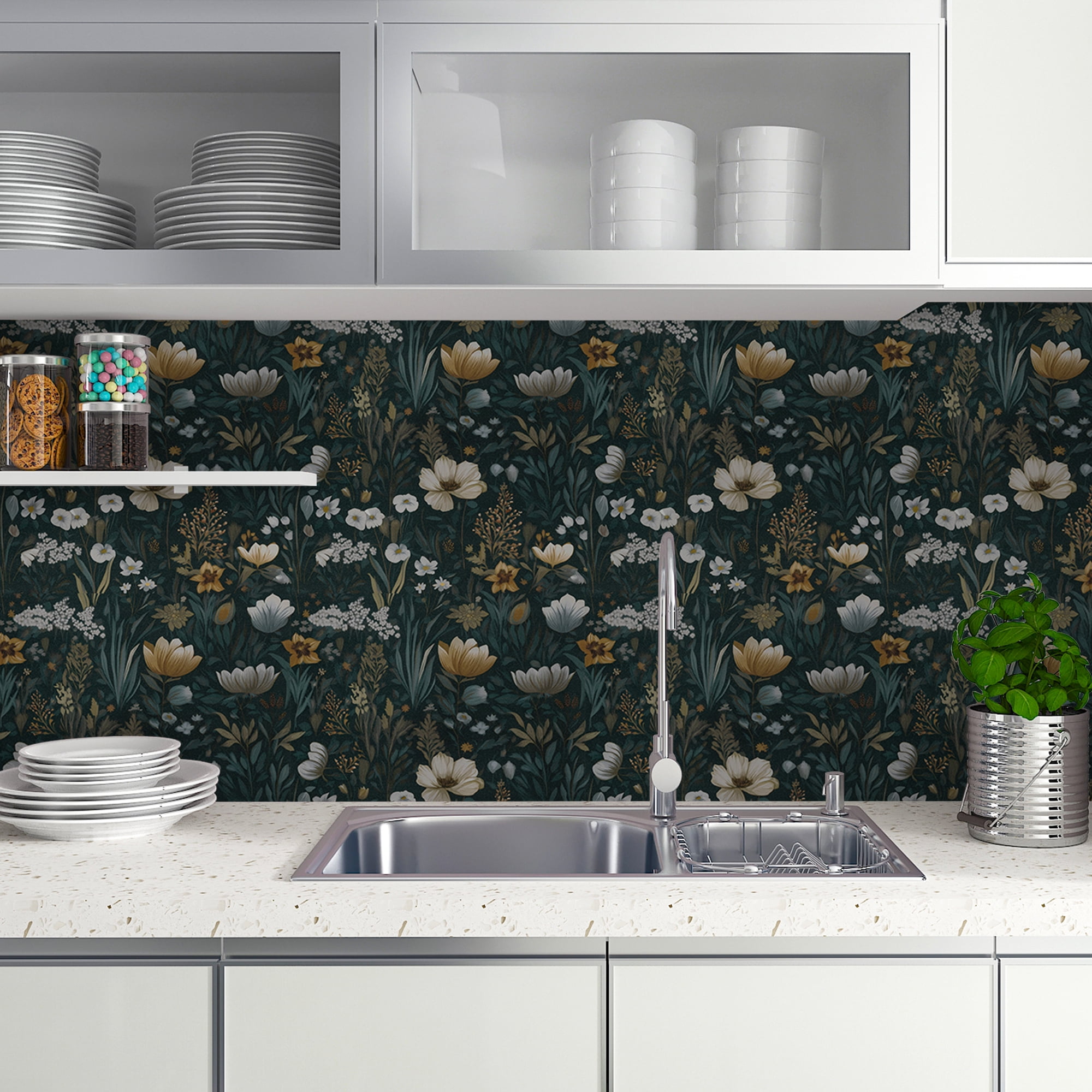 Abyssaly Floral Peel and Stick Wallpaper, Vintage Vinyl Contact Paper for Home Decor (Floral, 17.3 in x 393.7 in) 6099a