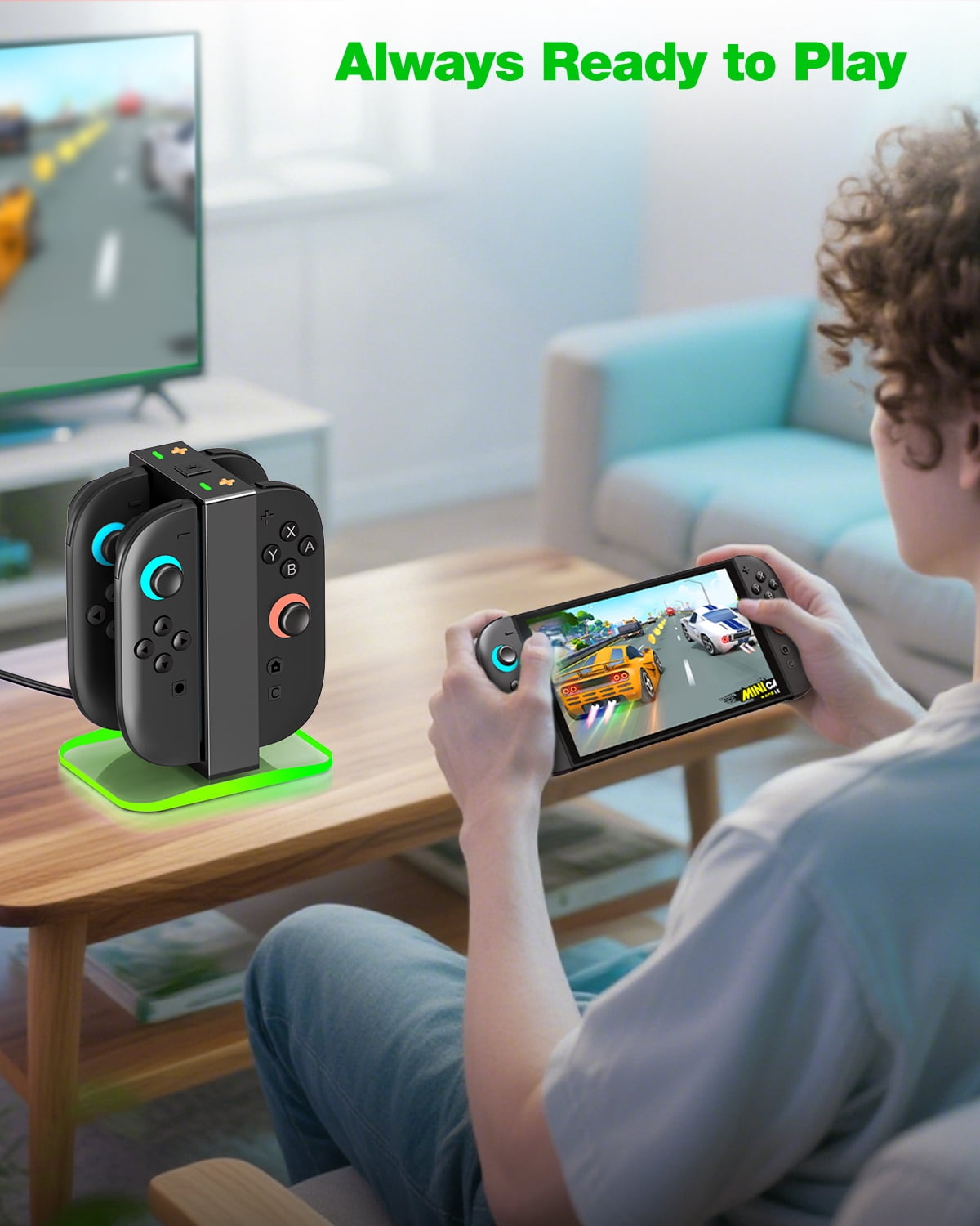 QQV Switch 2 Controller Charging Dock, 4-in-1 Fast Charger Station for Joy-Con Controllers (Black) t5qsy