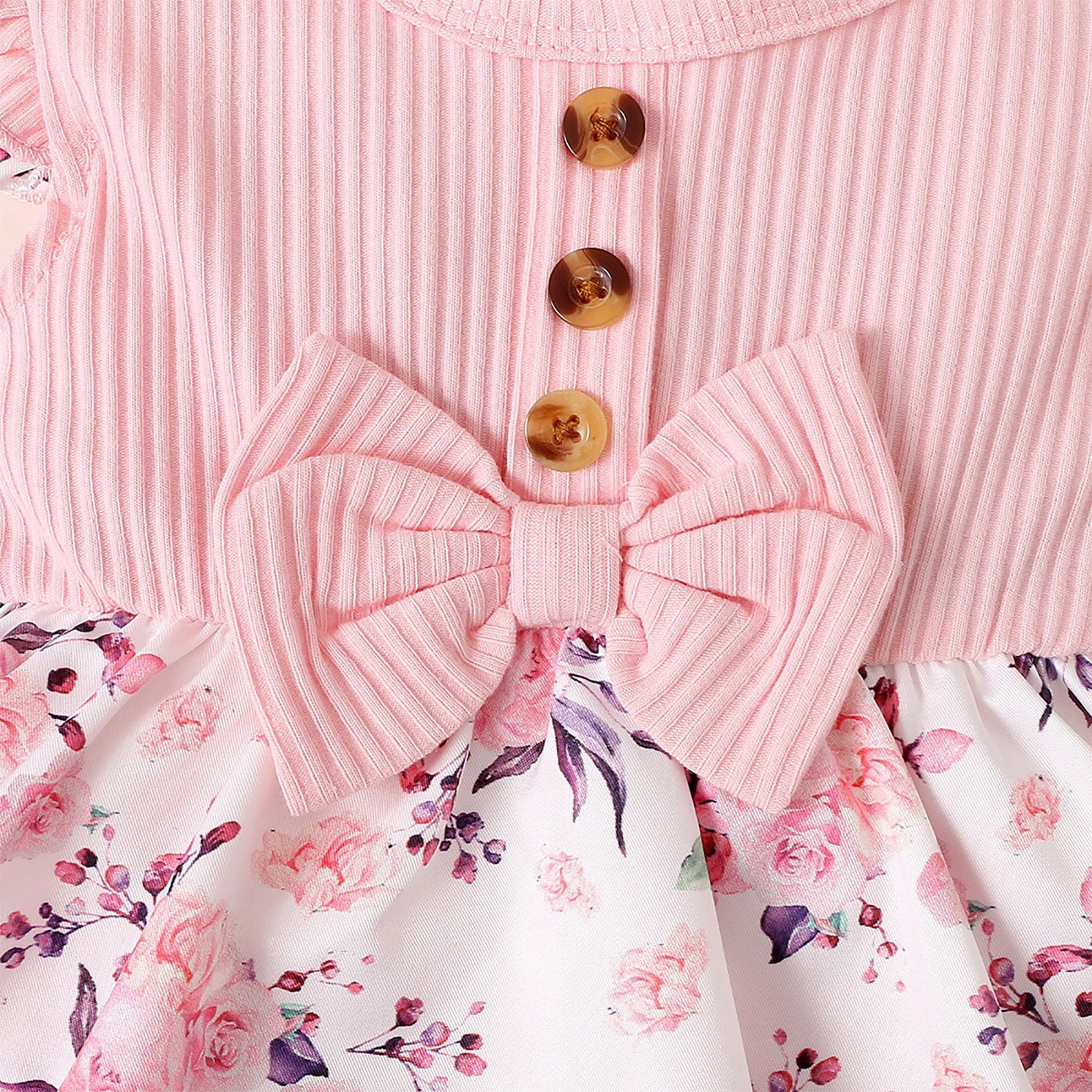 KPOPLK Baby Girl Bubble Romper with Headband Ruffle Sleeveless Bodysuit (Pink, 6-12 Months) pdtpx