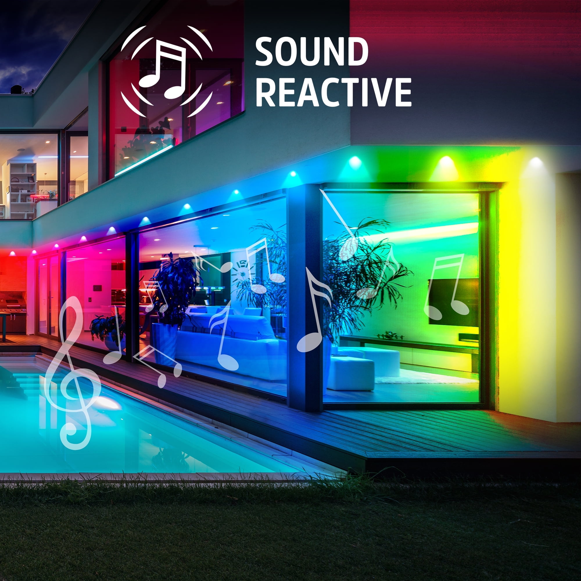 Energizer Smart WiFi Outdoor Permanent LED String Lights, RGB+IC Color-Changing, App & Voice Control, Weatherproof (Multi-Color, 100 ft) kqpcp