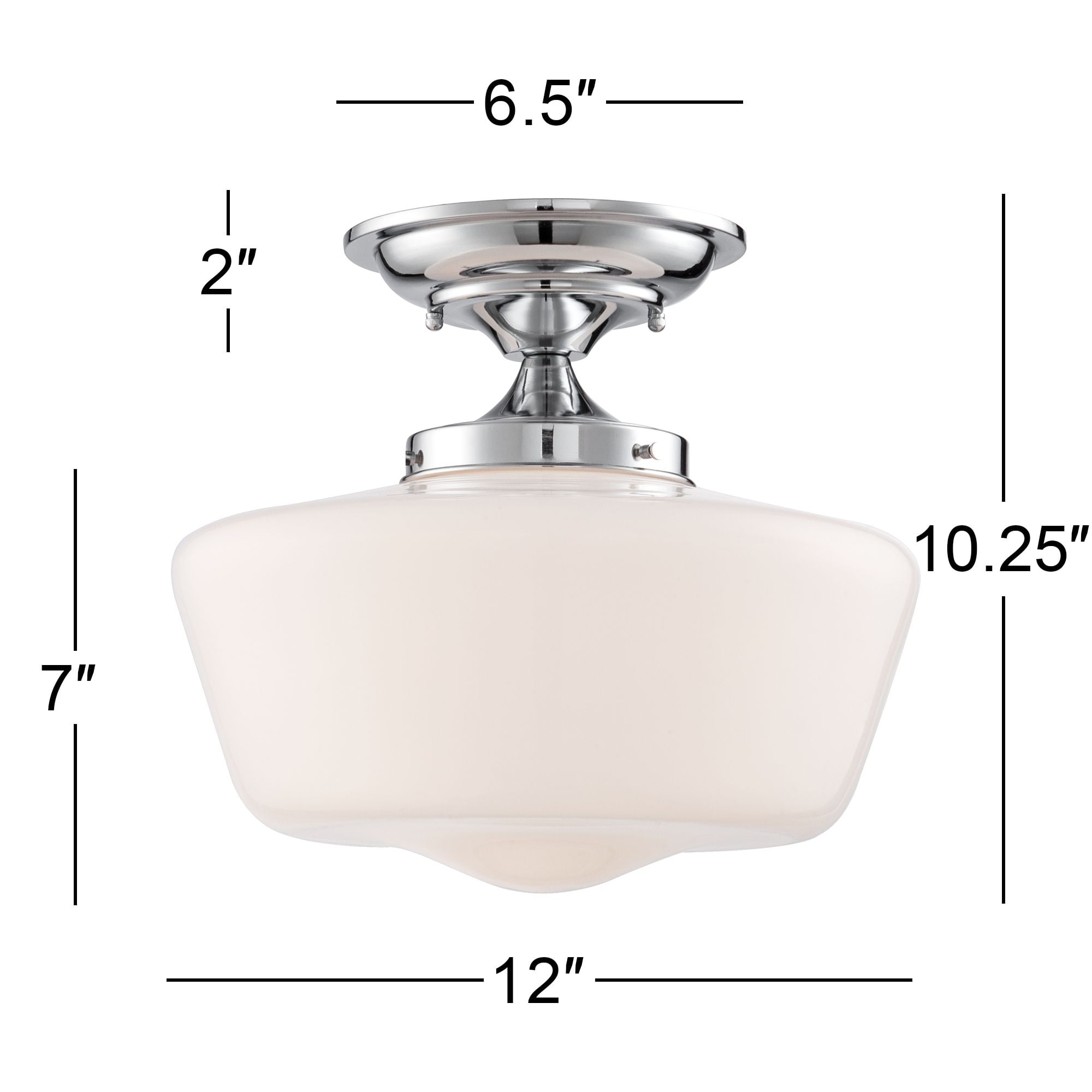 Regency Hill Schoolhouse Farmhouse Semi Flush Mount Ceiling Light (Chrome, 12 in, Set of 2) lpczo