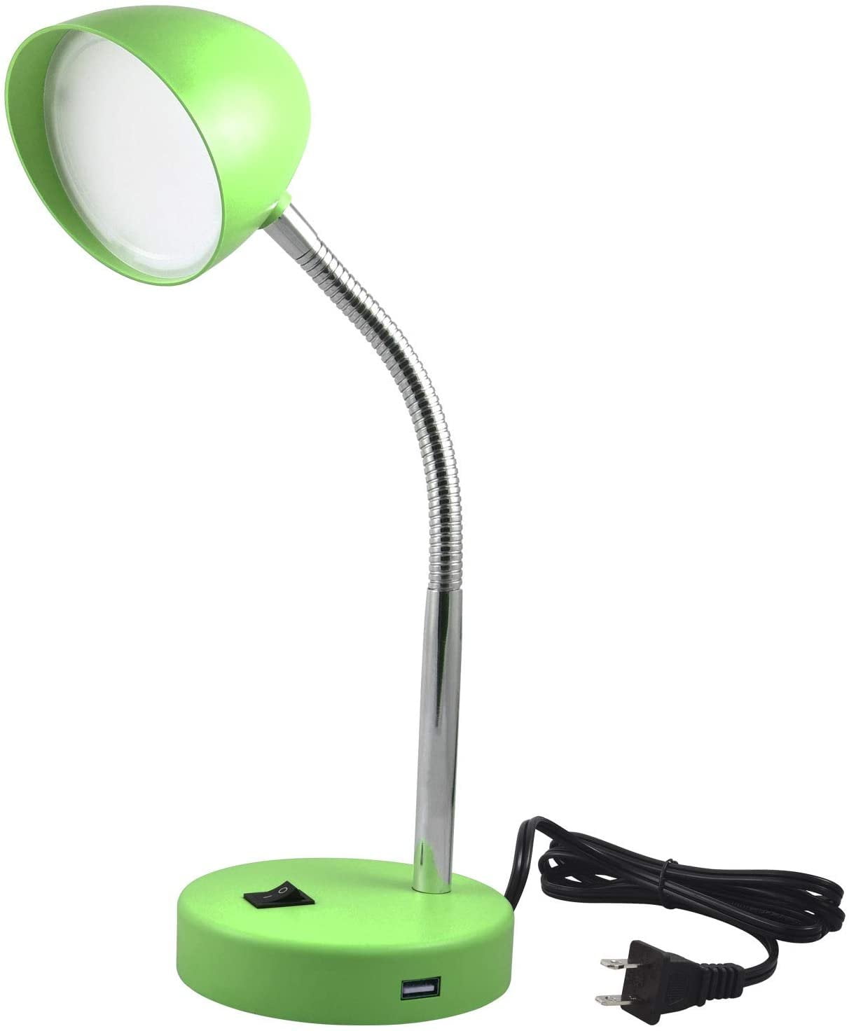 MaxLite LED Desk Lamp with USB Charging Port, Adjustable Gooseneck Reading Light (Green, 1 Pack) 118g9