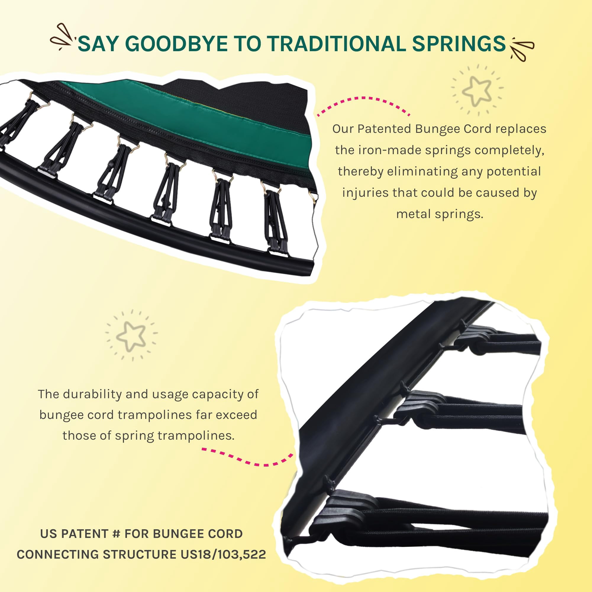SkyBound Springless Outdoor Recreational Trampoline with Safety Enclosure (Green, 8 ft) n9e4p