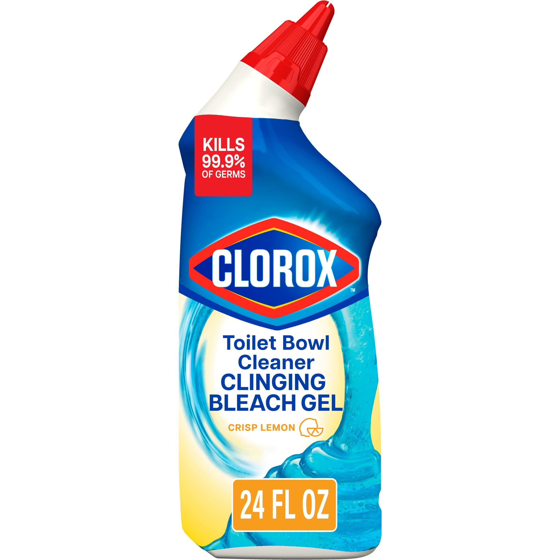 Clorox Toilet Bowl Cleaner Clinging Bleach Gel, Deep Cleaning & Deodorizing, Crisp Lemon (24 fl oz) 6svp3