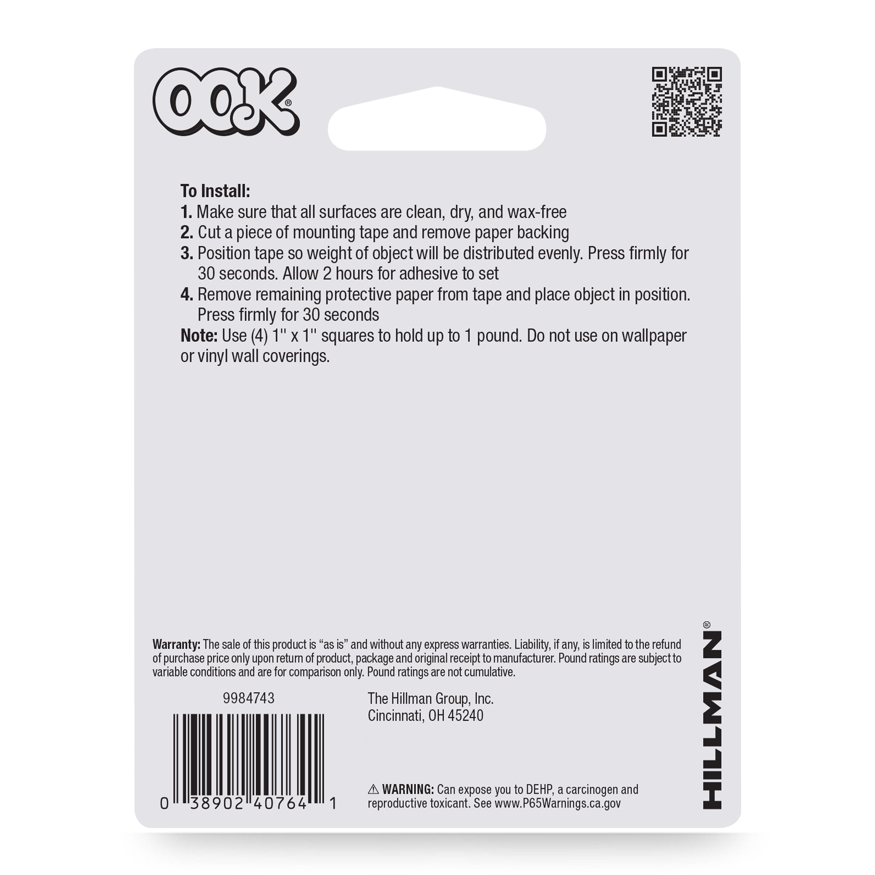 OOK Double Sided Removable Poster Tape (White, 10 ft) h2d1t