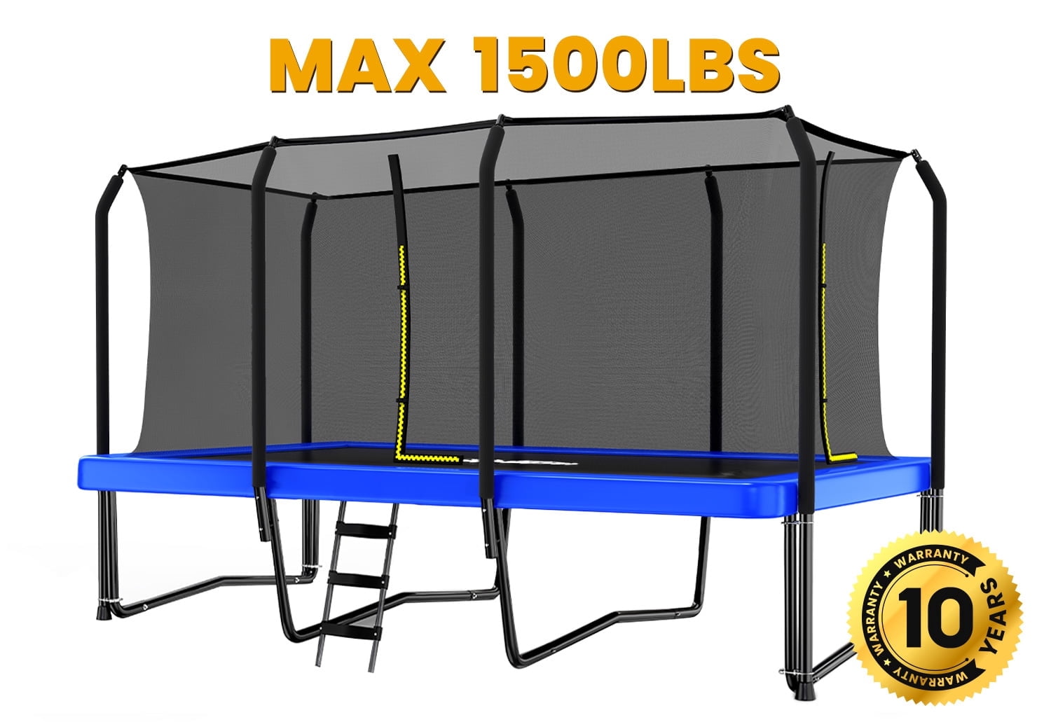 Zupapa Rectangle Trampoline with Safety Enclosure Net (1500 lb Capacity, 9x15 ft) jfro9