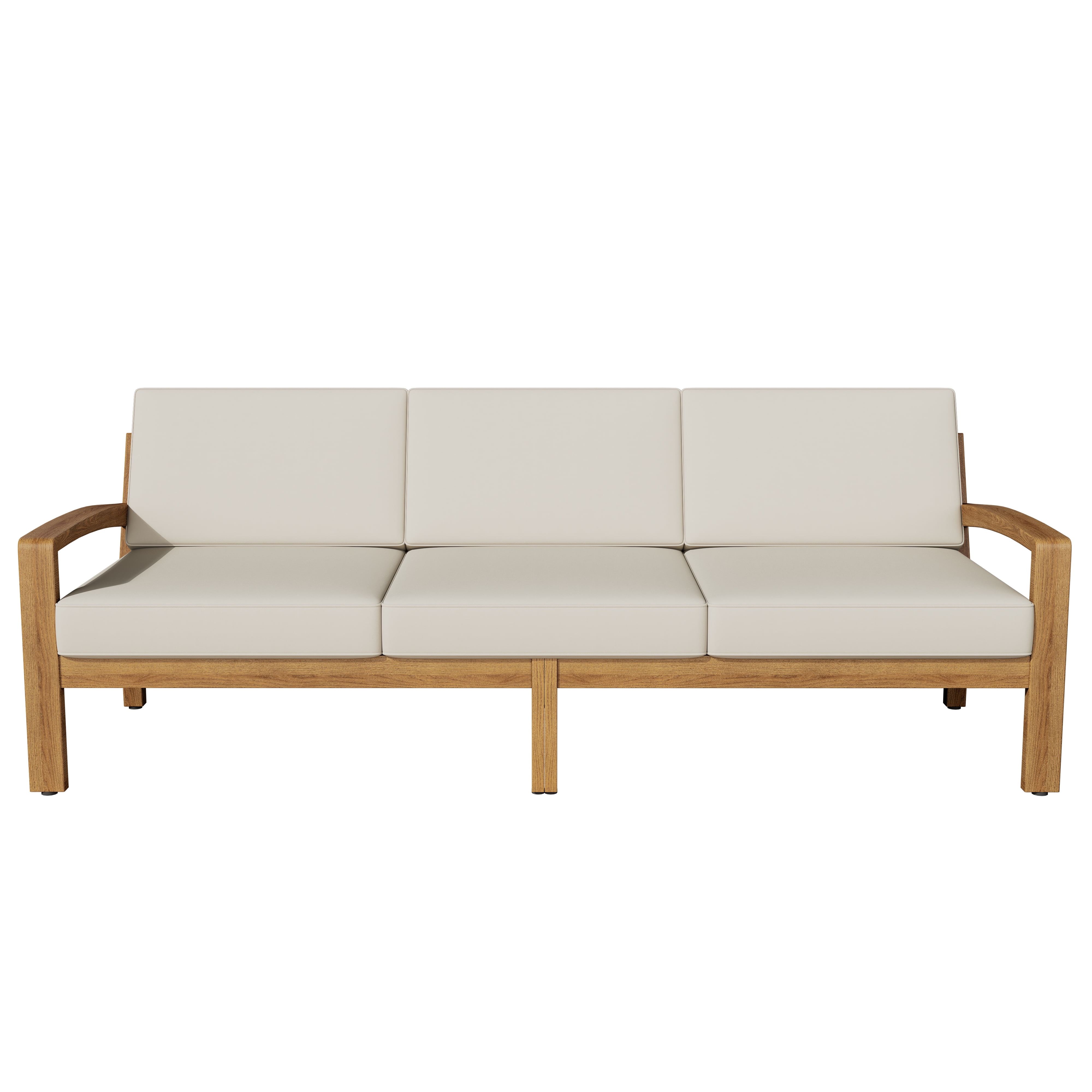 GARITIN L-Shape Sectional Sofa Set, 3-Piece Outdoor Acacia Wood Patio Furniture (Brown and Beige, 3-Seater) biqr8