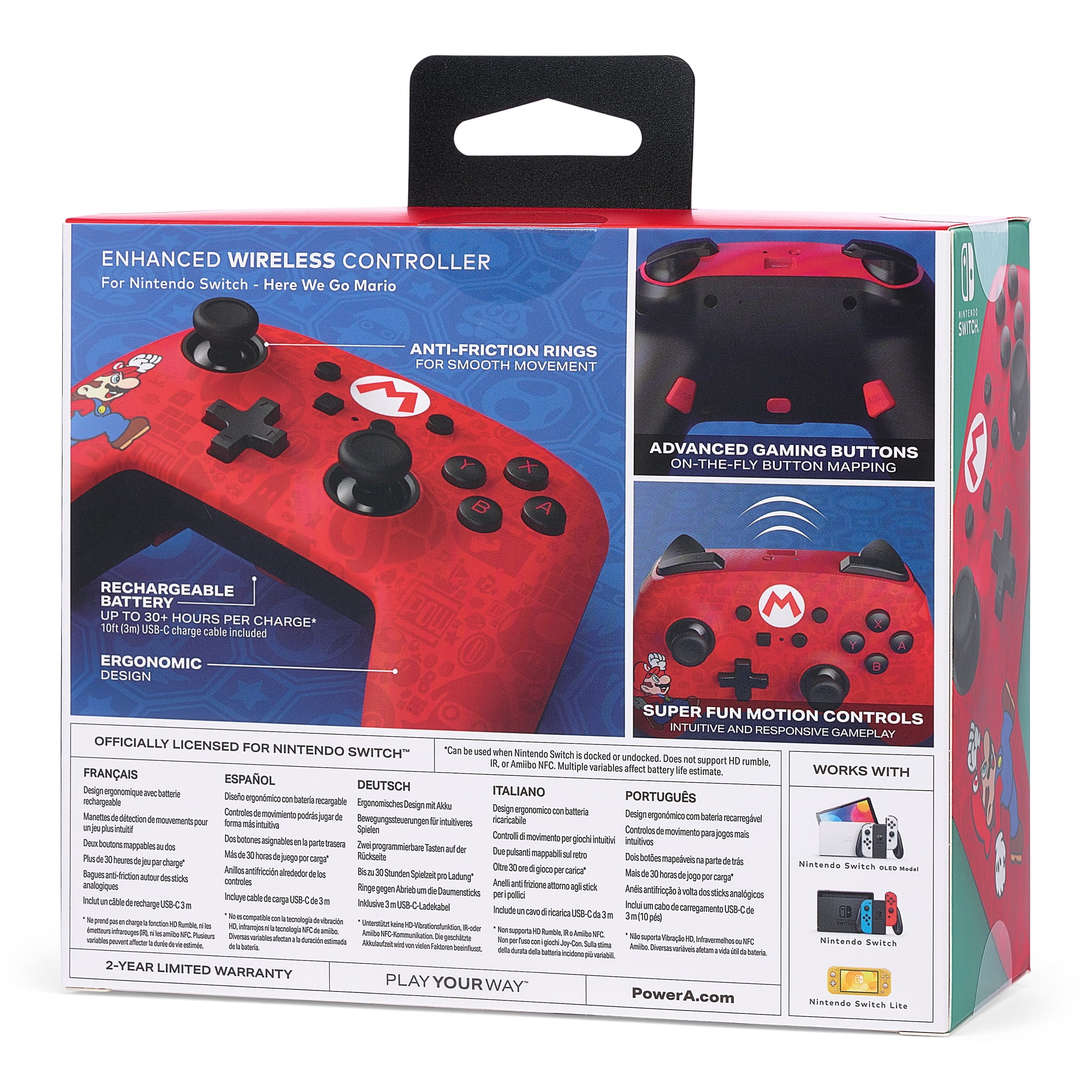 PowerA Enhanced Wireless Controller for Nintendo Switch - Here We Go Mario (1 Count) xm32k