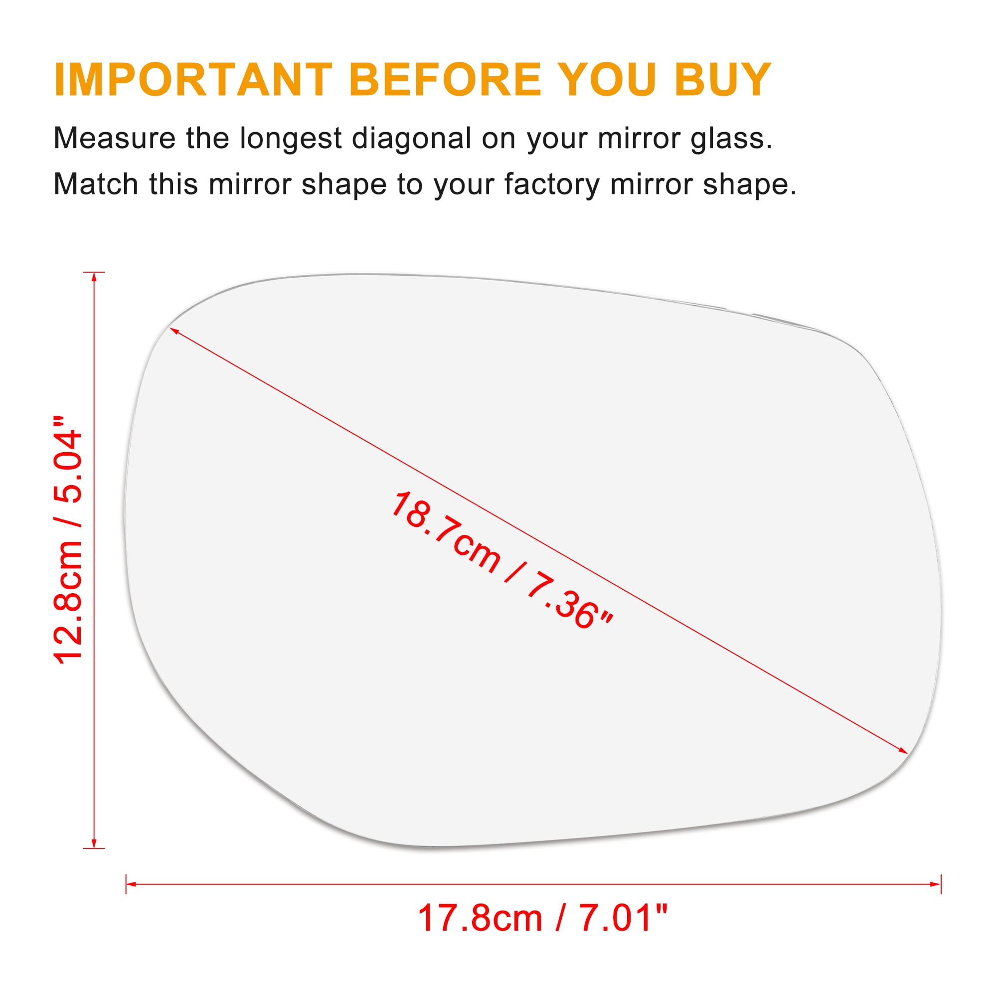 Unique Bargains Car Rearview Mirror Glass Replacement with Backing Plate Heated Right Side (Clear, 7.01 in x 5.04 in) 5wjcg