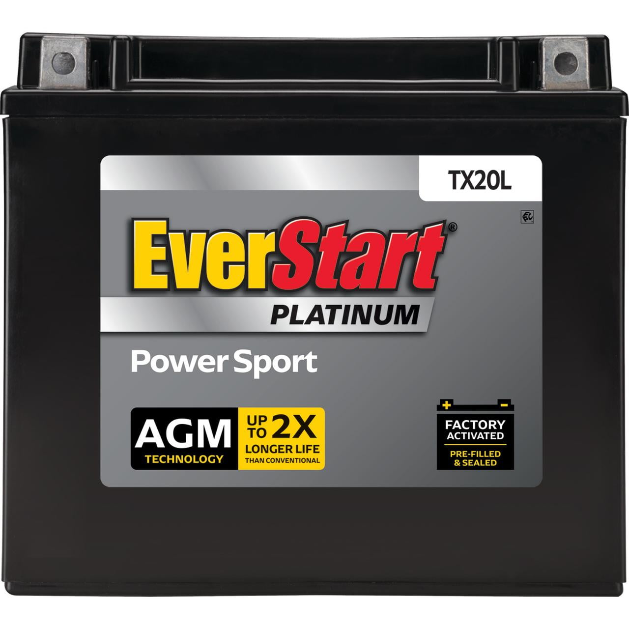 EverStart Platinum AGM Power Sport Battery (Group Size TX20L, 12 Volt, 310 CCA) qv4xx