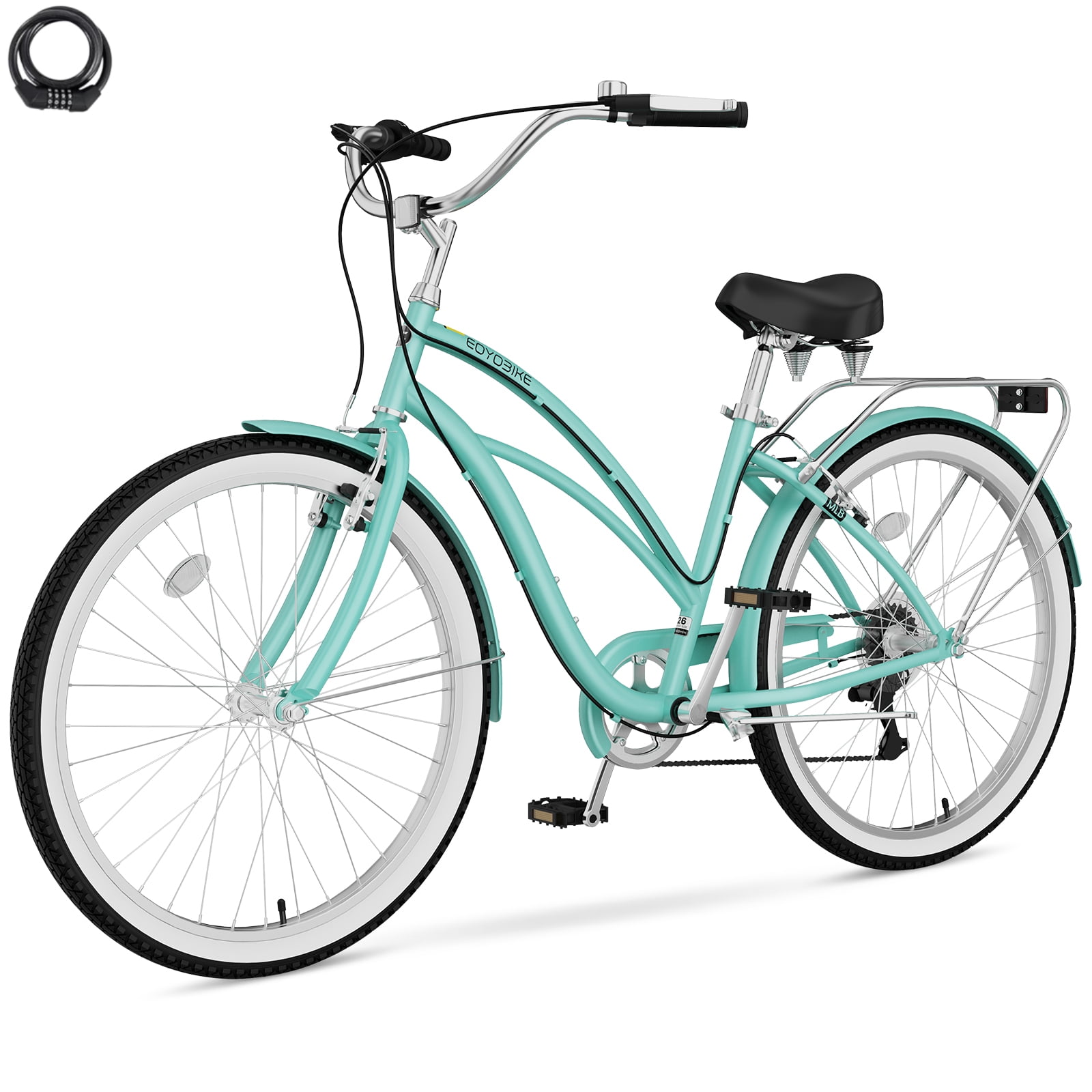 Lilypelle 7-Speed Beach Cruiser Bicycle, Ergonomic Step-Through Commuter Bike (Blue, 26 in) sdsa8