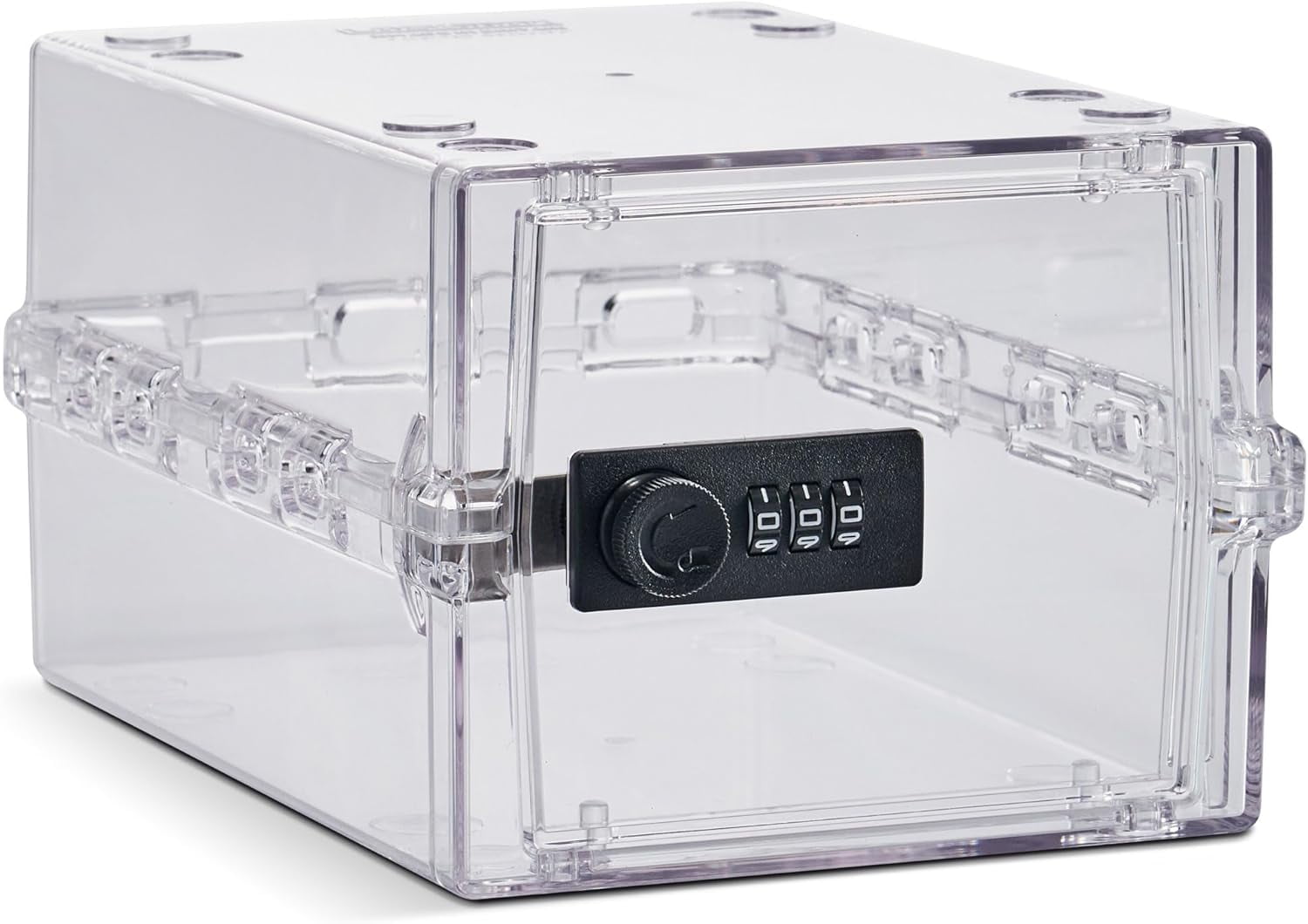 Lockabox Mini Crystal Lockable Storage Box for Medicine and Food (Clear, 3.17 qt) 16xsn