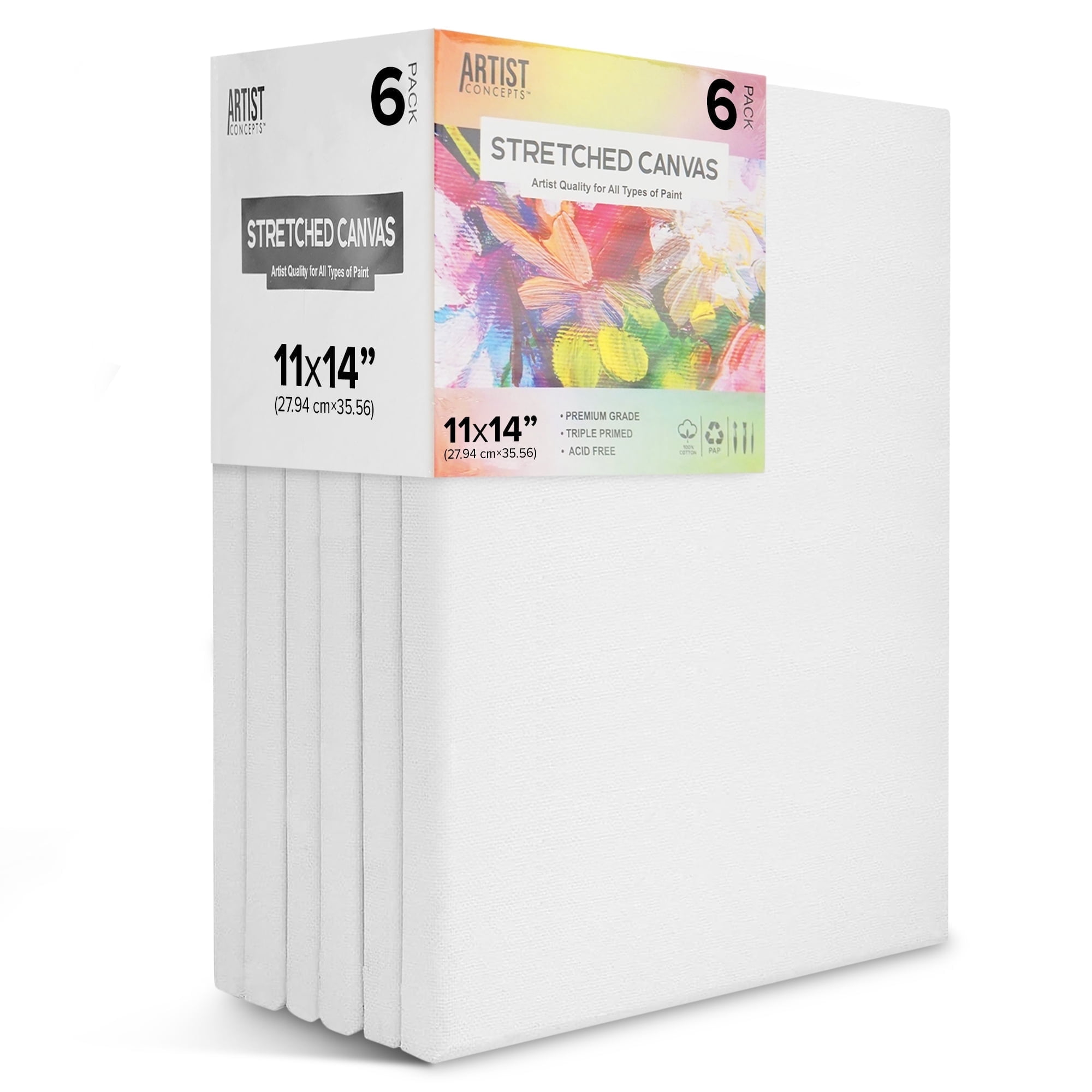 Artist Concepts Pre-Stretched Blank Canvas Frames for Painting and Crafts (White, 11 in x 14 in, 6 Pack) wrftg