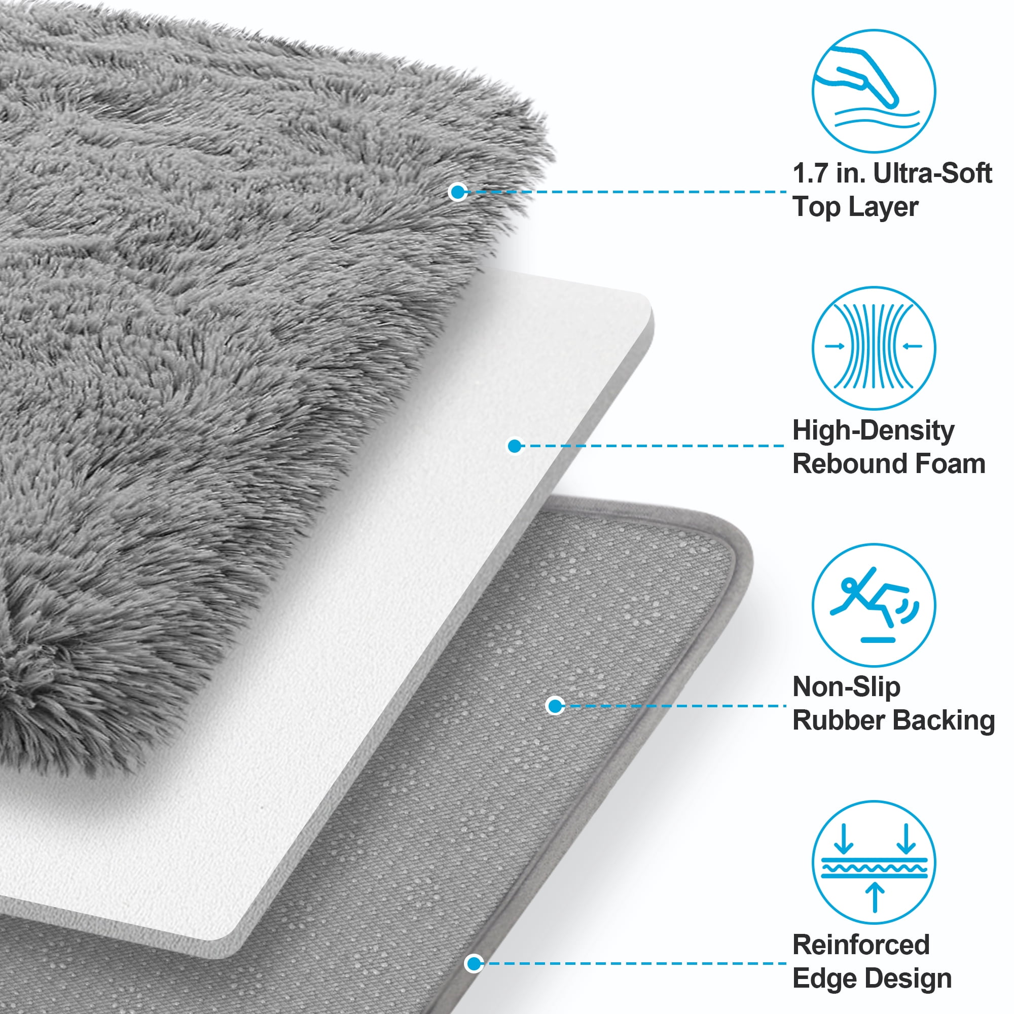 Nefoso Shag Area Rug, Soft Fluffy Carpet for Living Room and Bedroom Decor (Light Gray, 8 ft x 10 ft) adm59