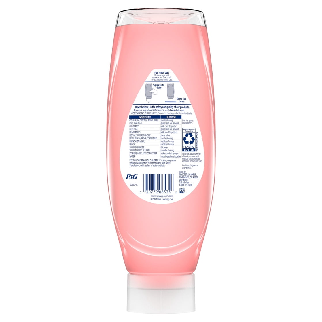 Dawn Gentle Clean EZ-Squeeze Dish Soap, Pomegranate & Rose Water, Grease-Fighting Liquid (8 Pack, 24.3 fl oz) da90j