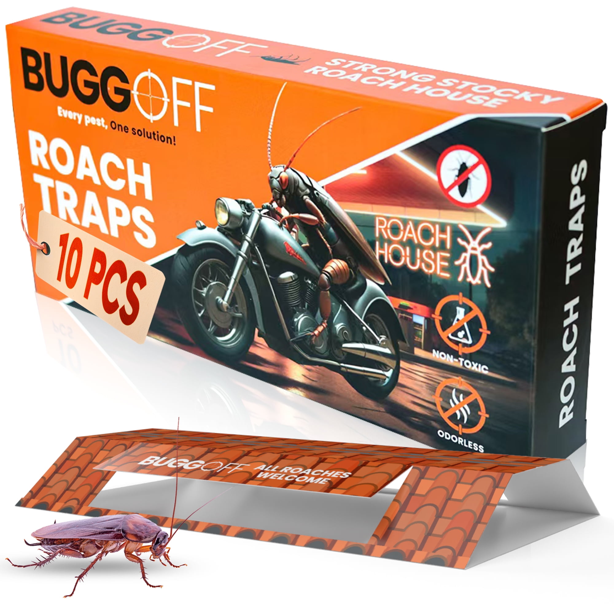 BUGGOFF Roach House Trap Baited Glue Pest Control (10 Pack) d4eaa