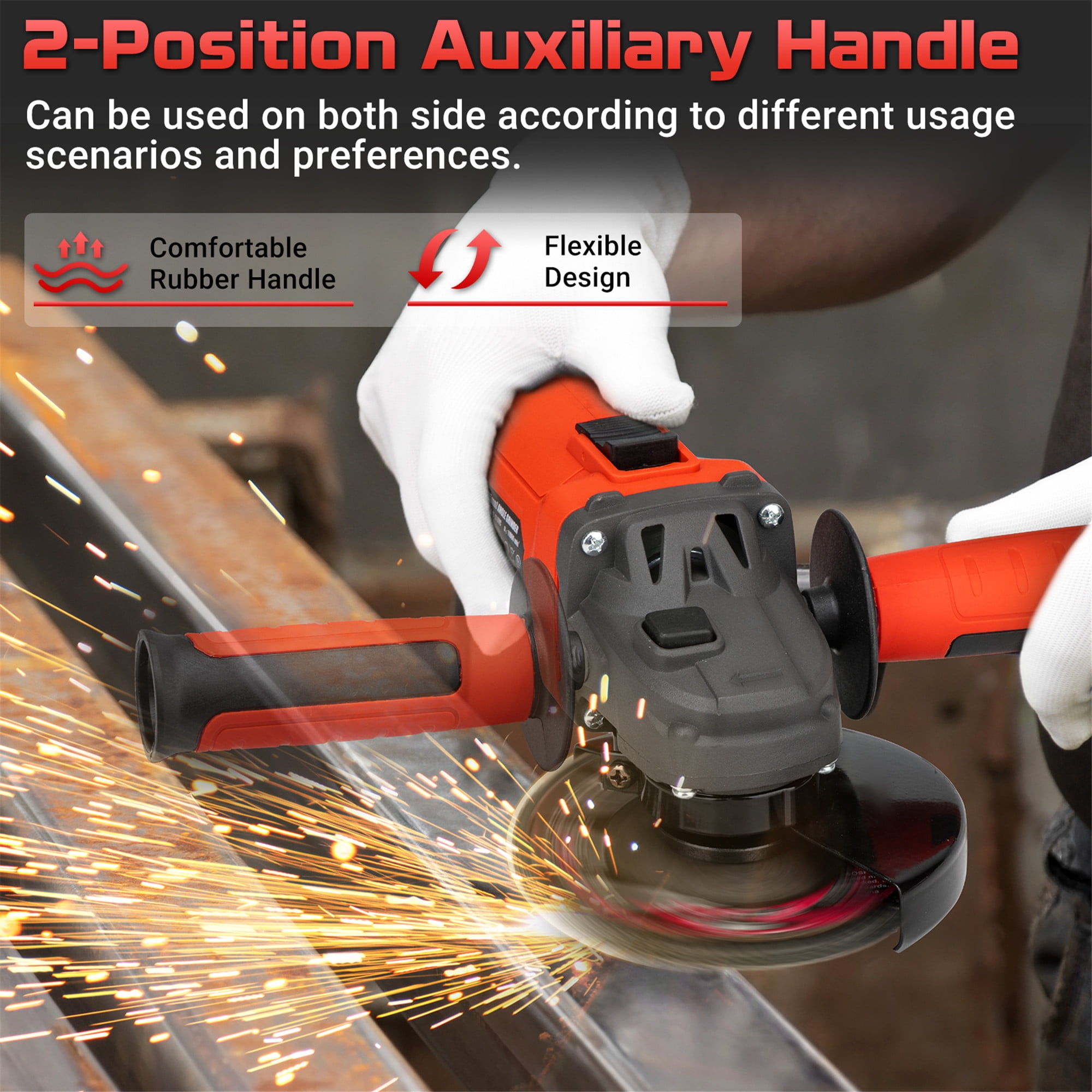 SHALL 4-1/2 Inch Angle Grinder 4 Amp Power Tool with 6-Piece Accessory Set (4.5 in) p58eu