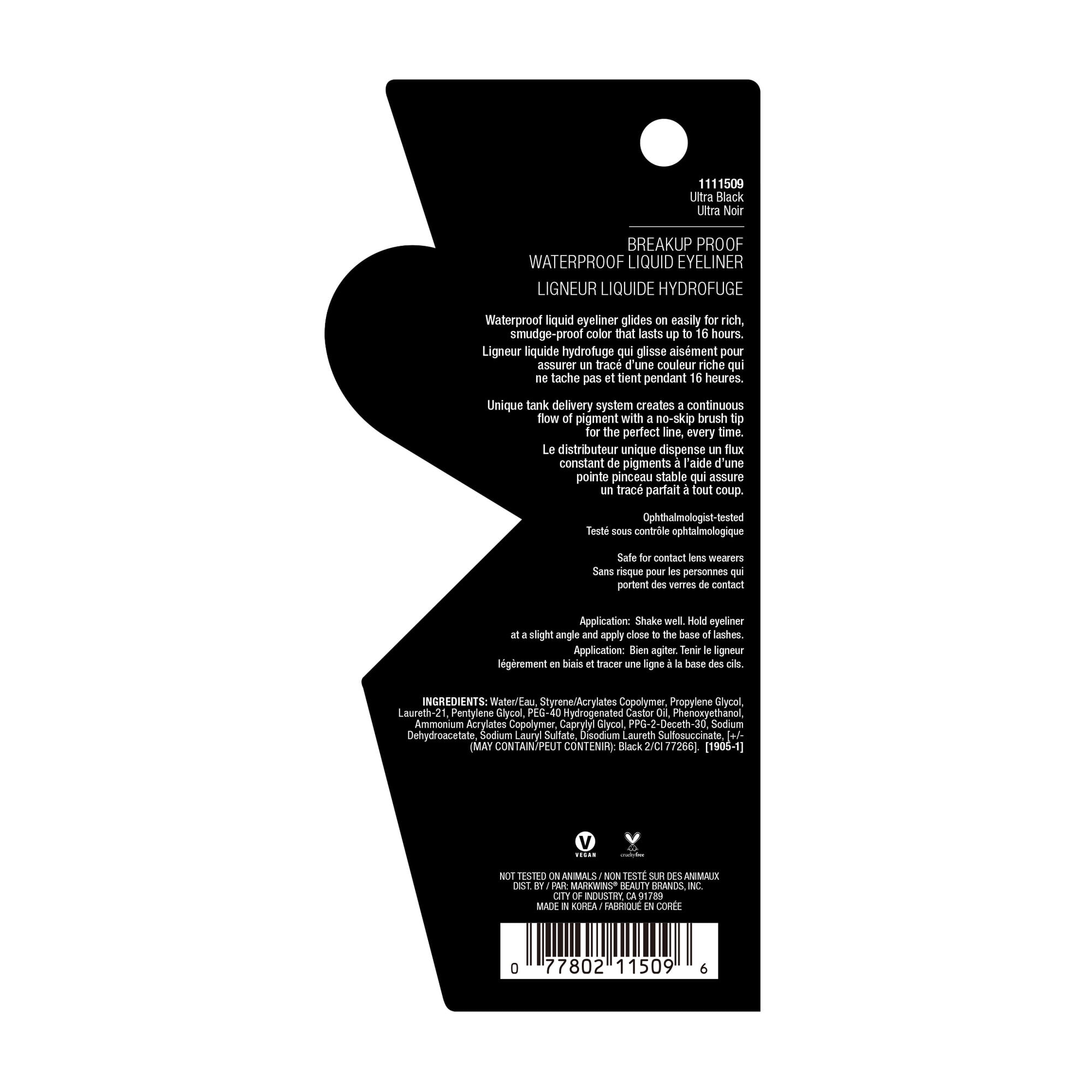 Wet n Wild Mega Last Breakup-Proof Liquid Eyeliner, Waterproof Precision Tip (Black, 0.02 fl oz) ctbvj
