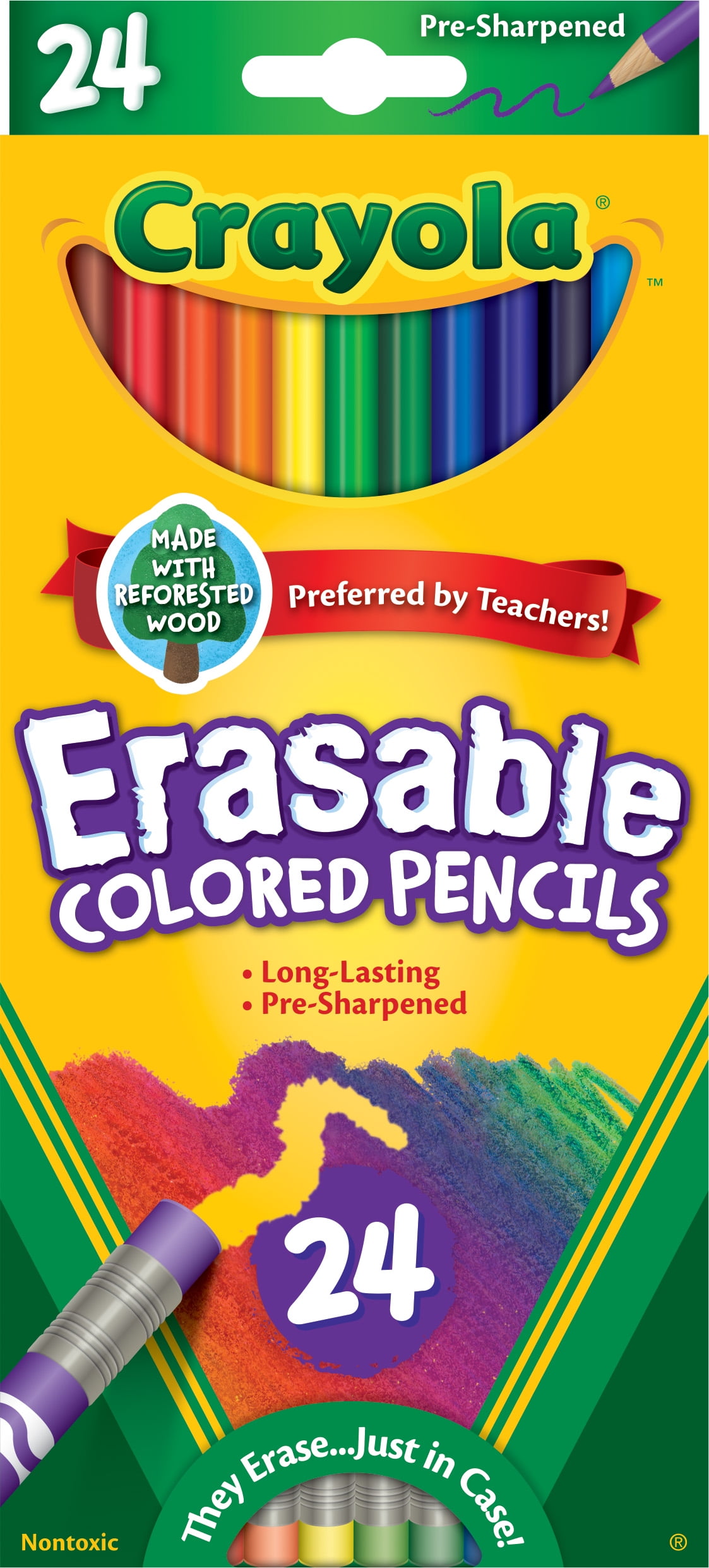 Crayola Erasable Colored Pencils, Vibrant Drawing Art Supplies for Students and Teachers (Assorted Colors, 24 Count) ues0w