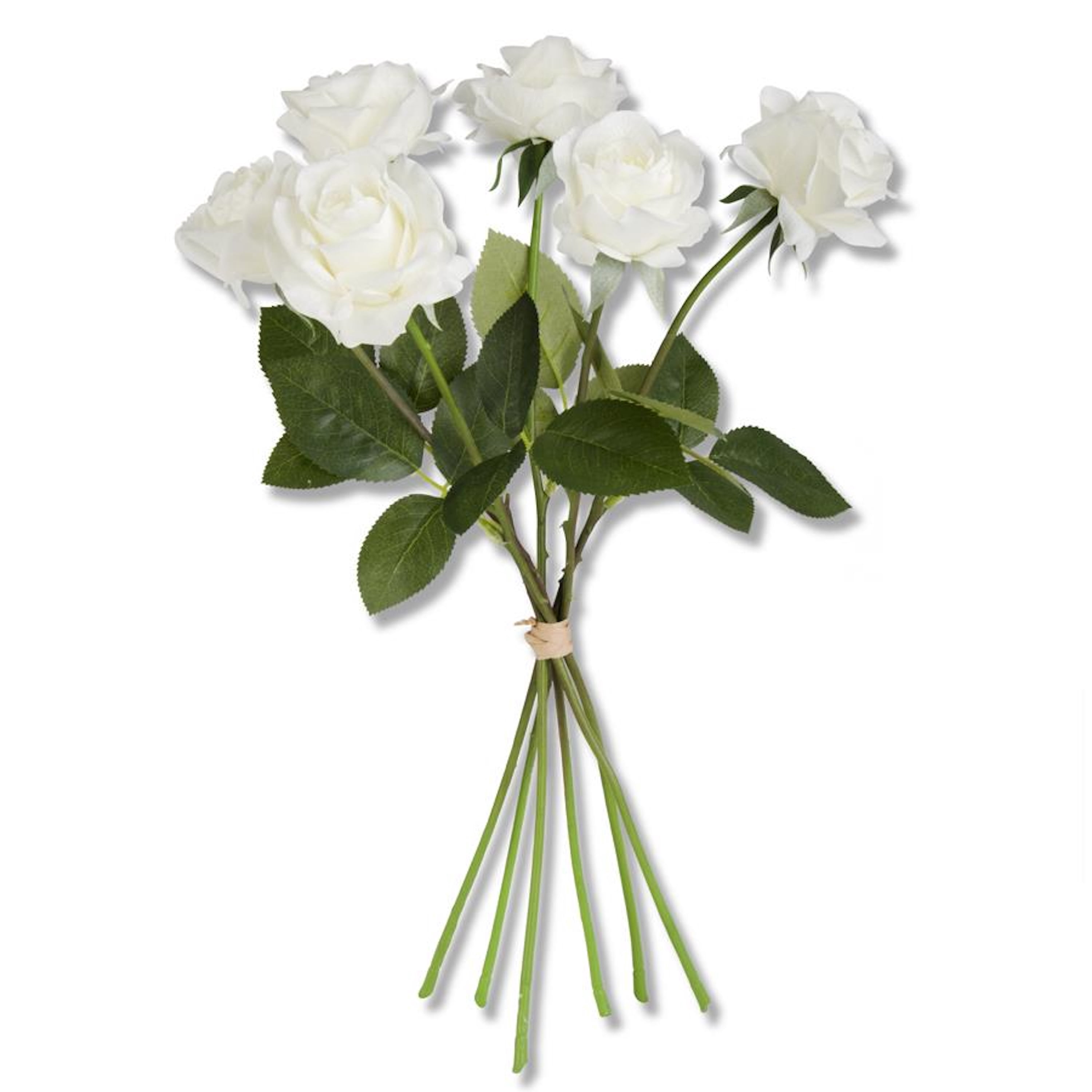 K&K Interiors Real Touch Full Bloom Artificial Rose Flower Bouquet (White, 17 in, 6 Stem Bundle) i30ns