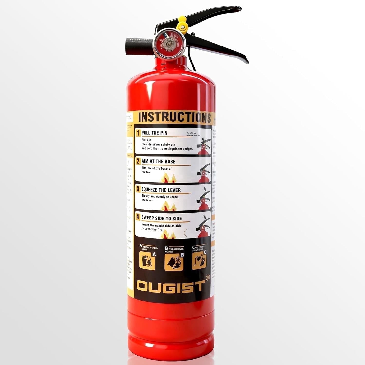 Ougist ABC Fire Extinguisher for Home and Vehicle, Multi-Purpose Dry Chemical Safety Device (Red, 2.5 lb) gfka7