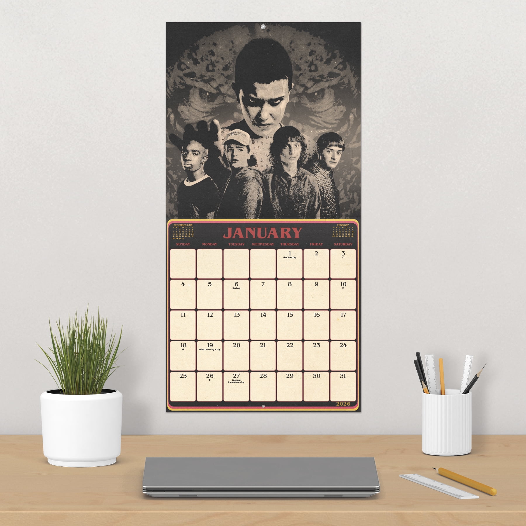 Trends International Netflix Stranger Things 2026 Wall Calendar and Daily Desk Box Calendar Set (Multi-Color, 2-Piece) pwcfk