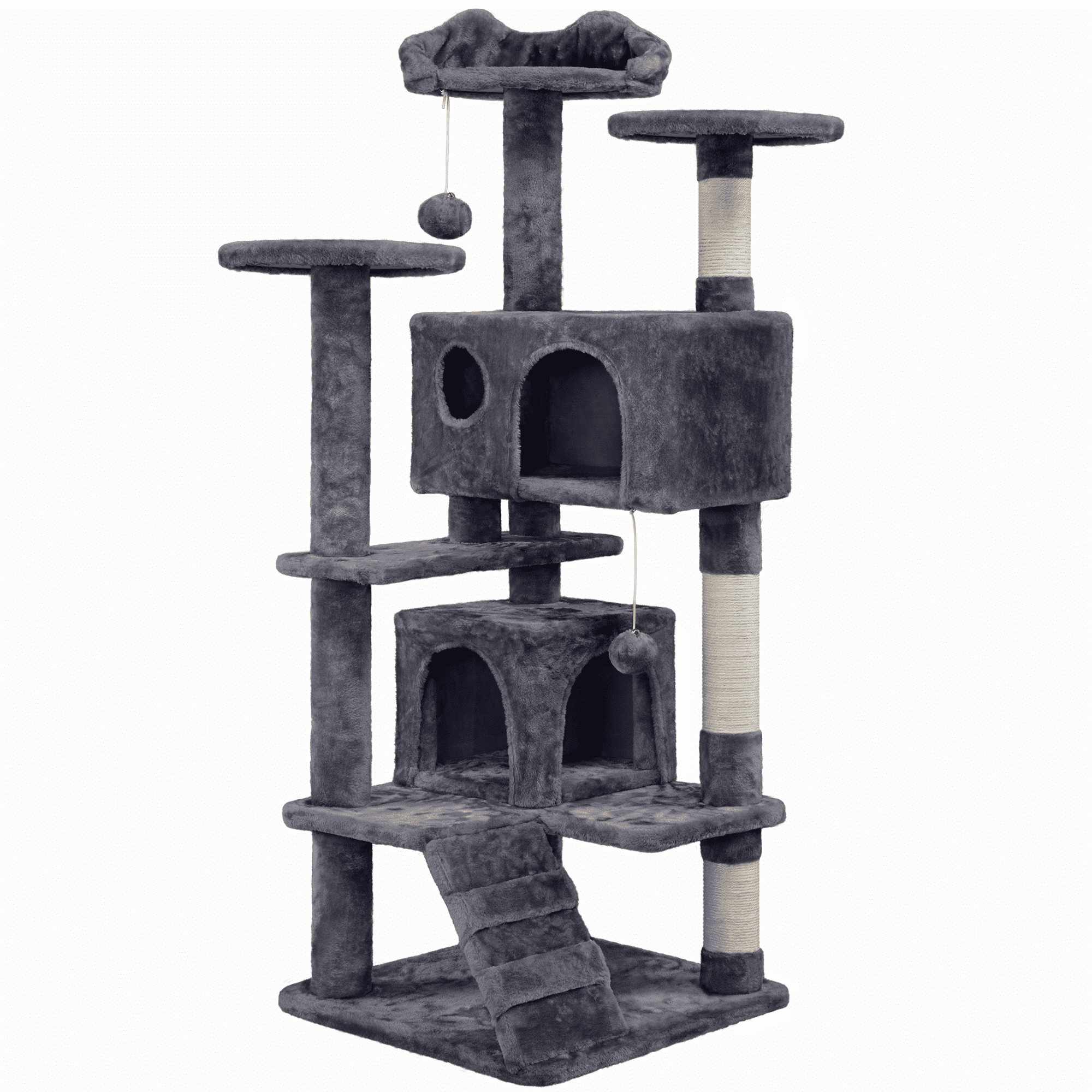 Yaheetech Multi-Level Cat Tree with Double Condos and Scratching Posts (Dark Gray, 53.9 in) ftvcx