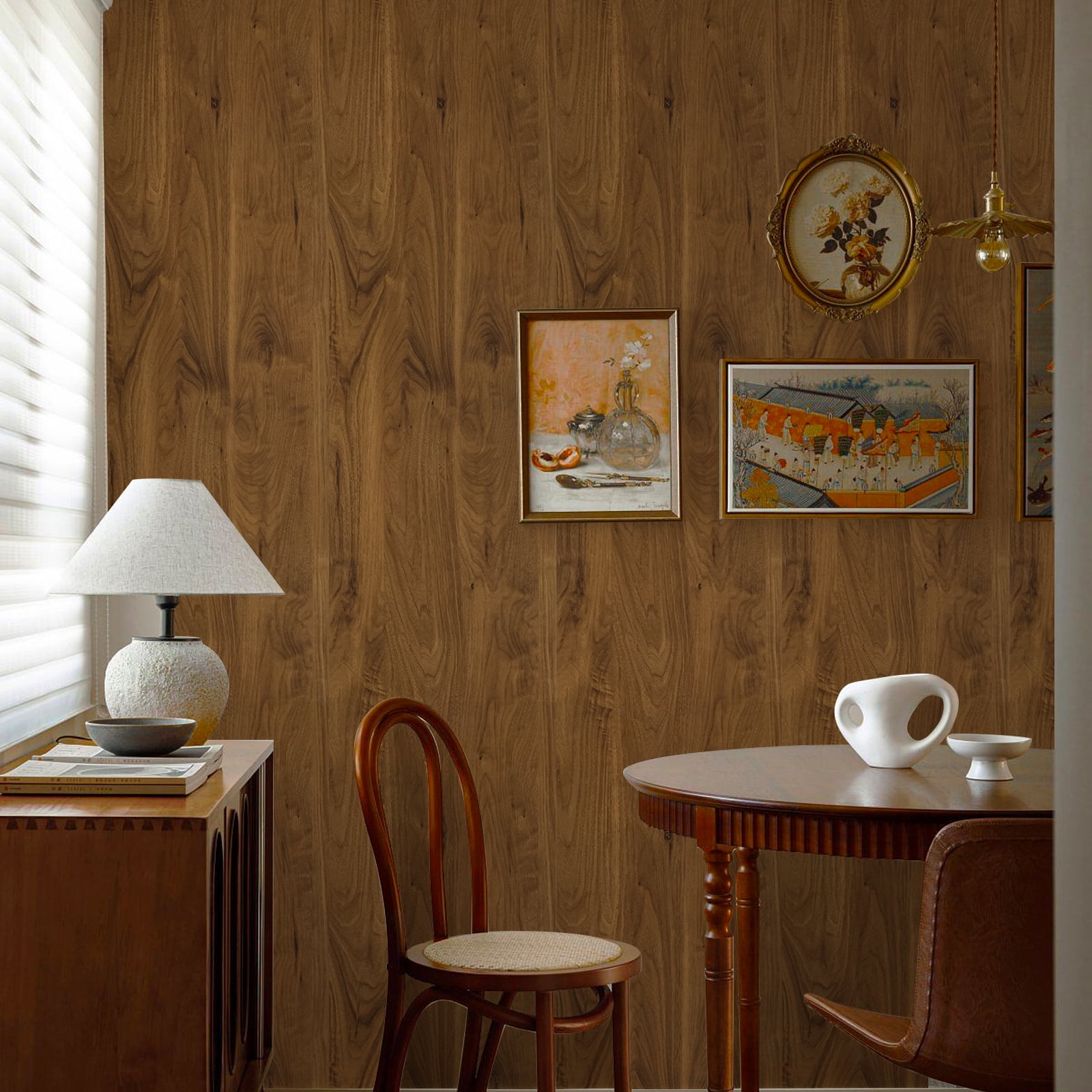 Abyssaly Wood Peel and Stick Wallpaper, Self-Adhesive Removable Contact Paper for Home Decor (Brown, 15.7 in x 118 in) 24fn3