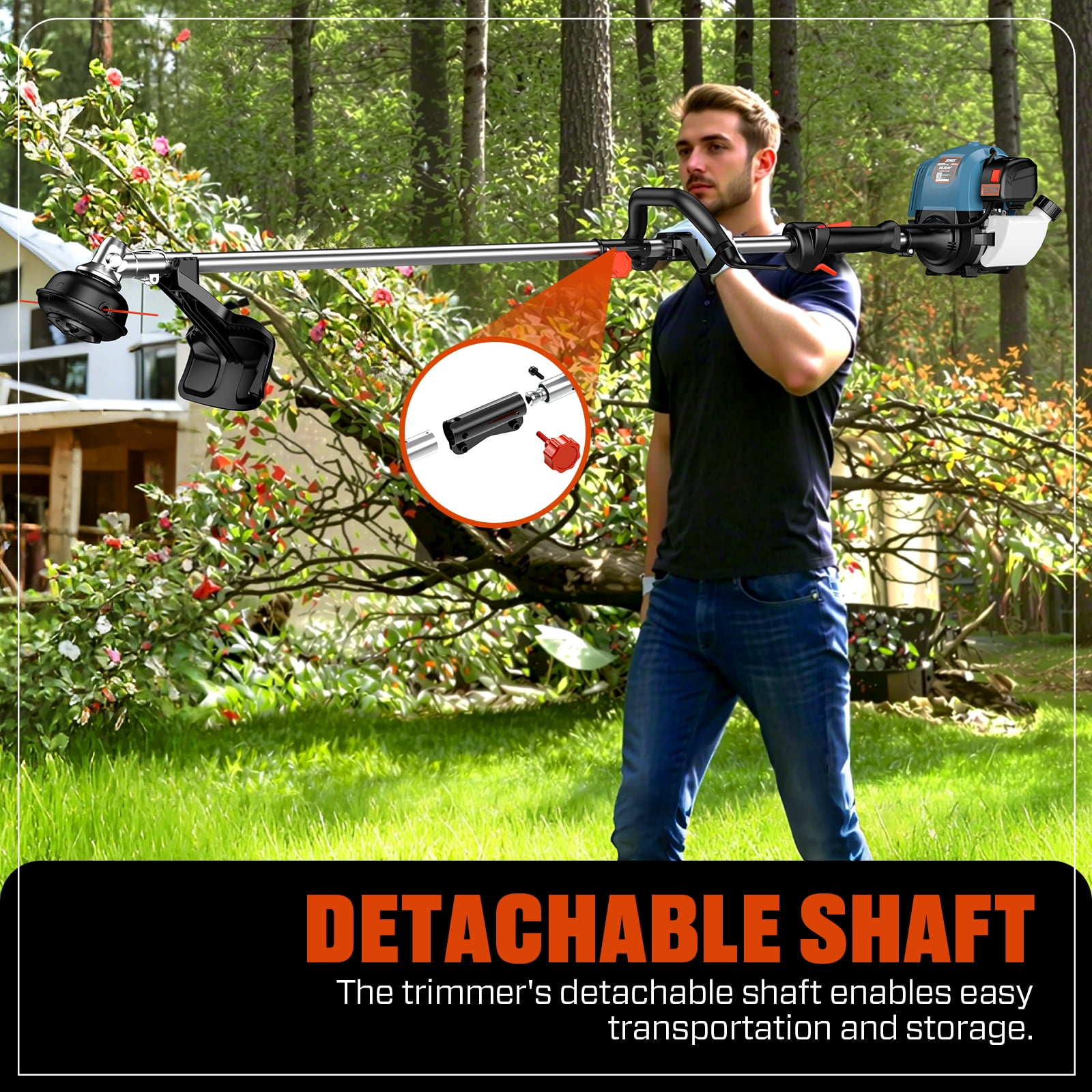 Senix 26.5cc 4-Cycle Gas String Trimmer, 17.7 in Cutting Width, Straight Shaft Weed Eater (12 lb) kshyu
