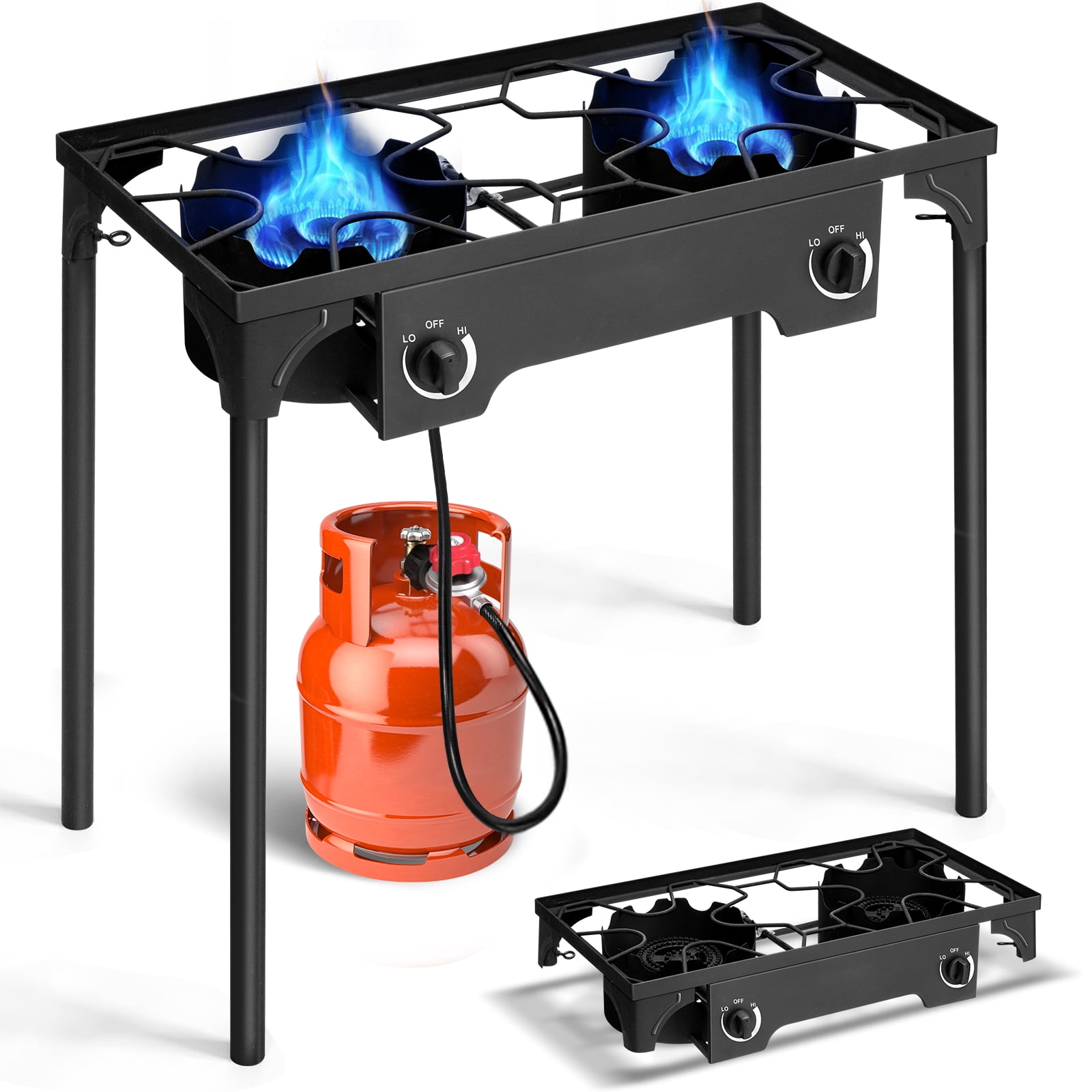 Ktaxon 2-Burner Outdoor Camping Stove Portable Propane Grill Stand (31 in x 16 in x 30 in) r66bi
