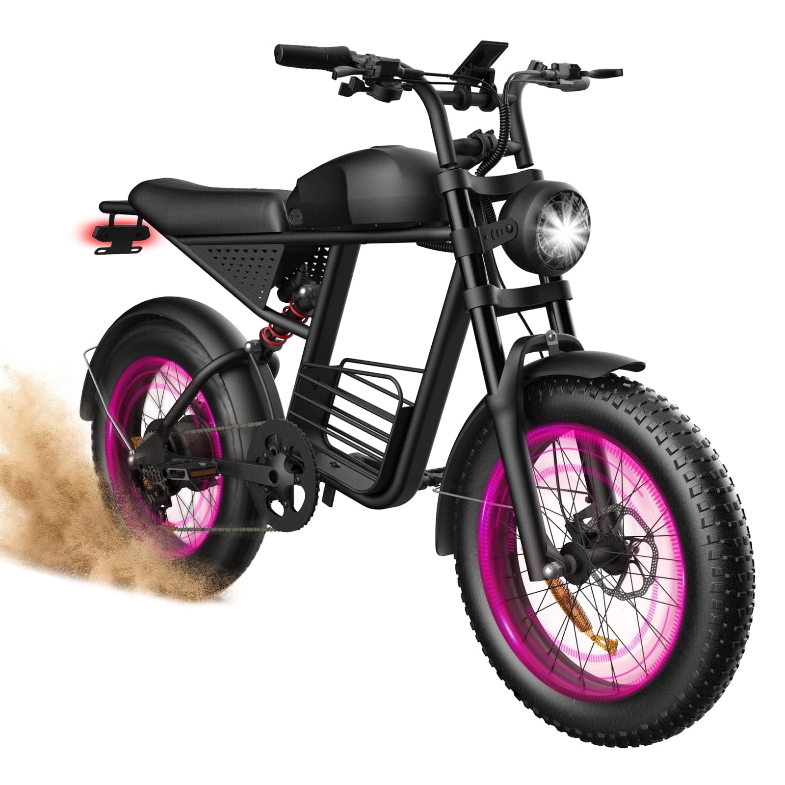 FLIWIN Electric Mountain Bike for Adults, 750W Motor, 20 in x 4 in Fat Tires, Full Suspension, Long Range (Black, 48V) rxbmz